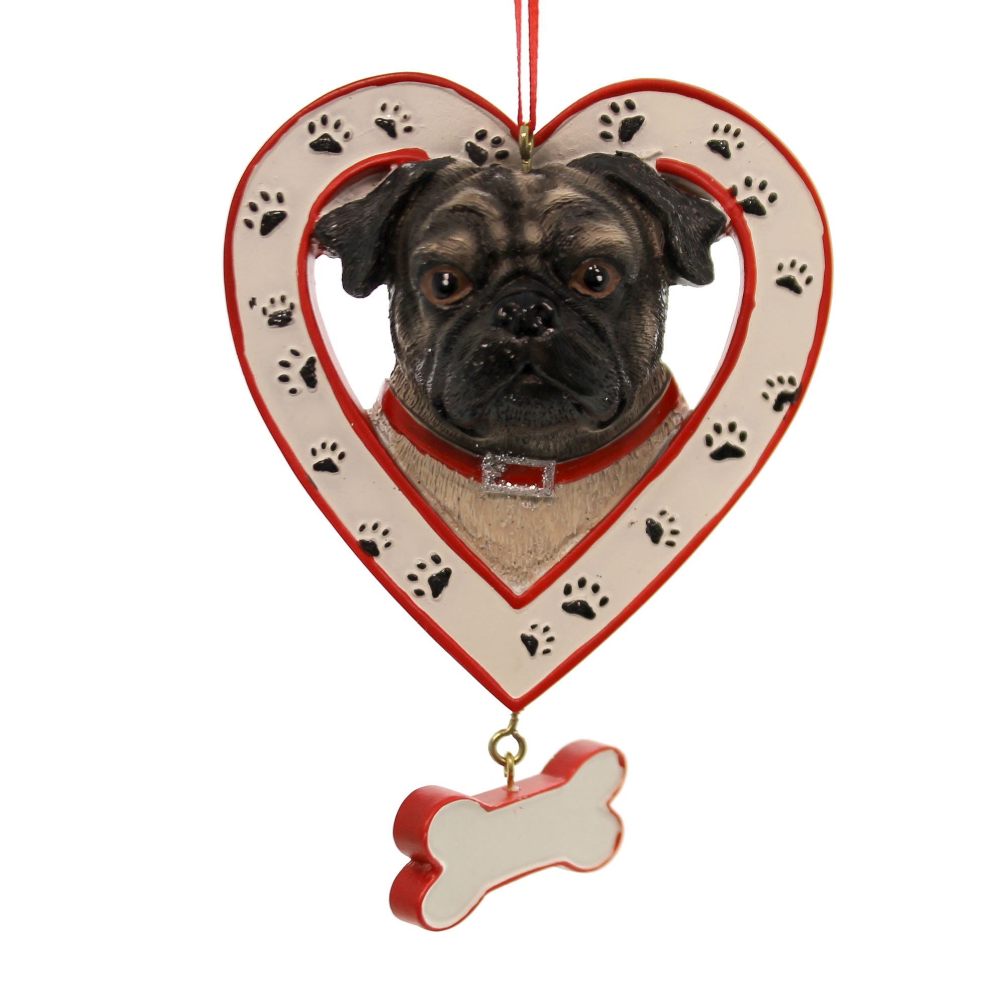 Parent-A1530 Dog Breed In Heart W/Bone Ornamnt
