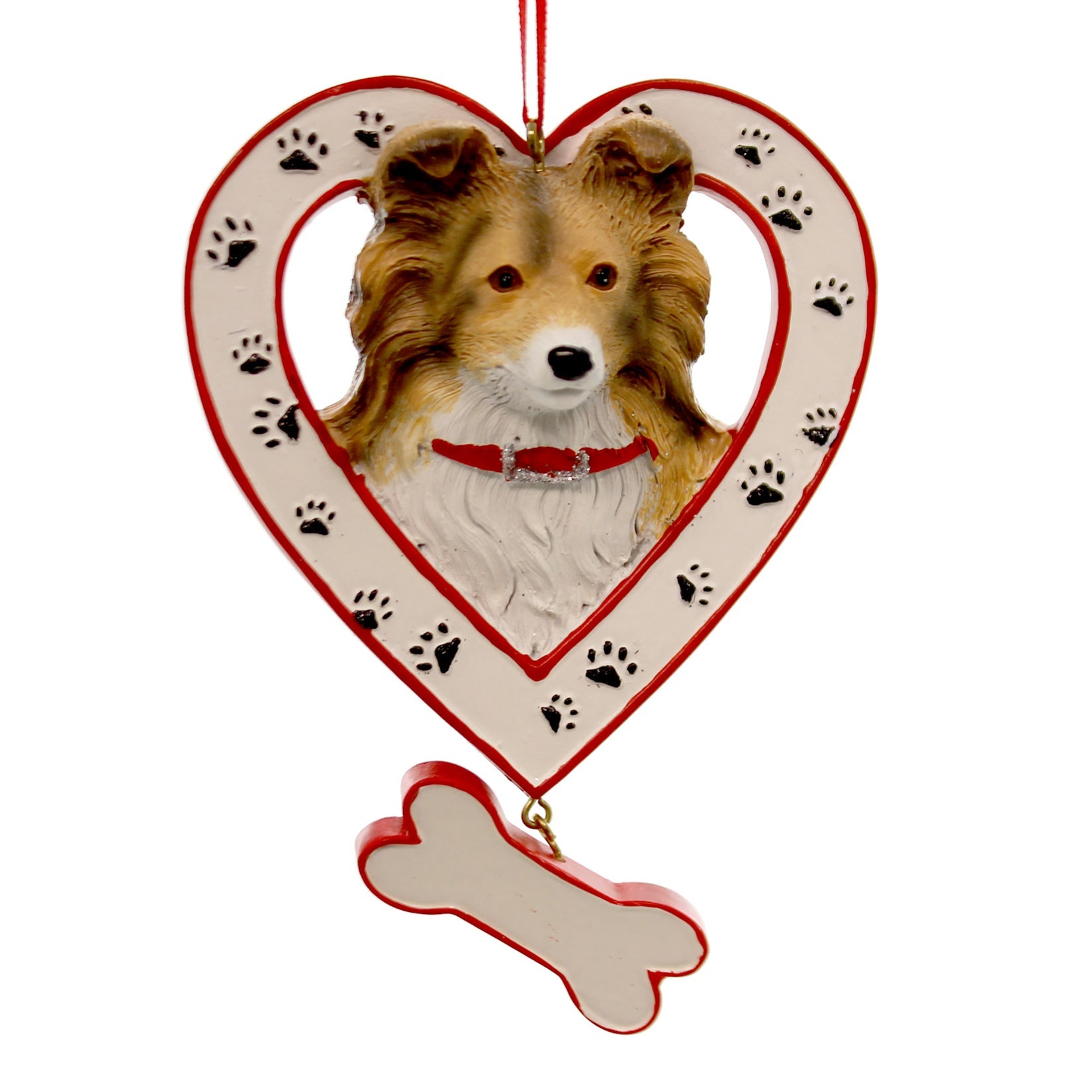 Parent-A1530 Dog Breed In Heart W/Bone Ornamnt