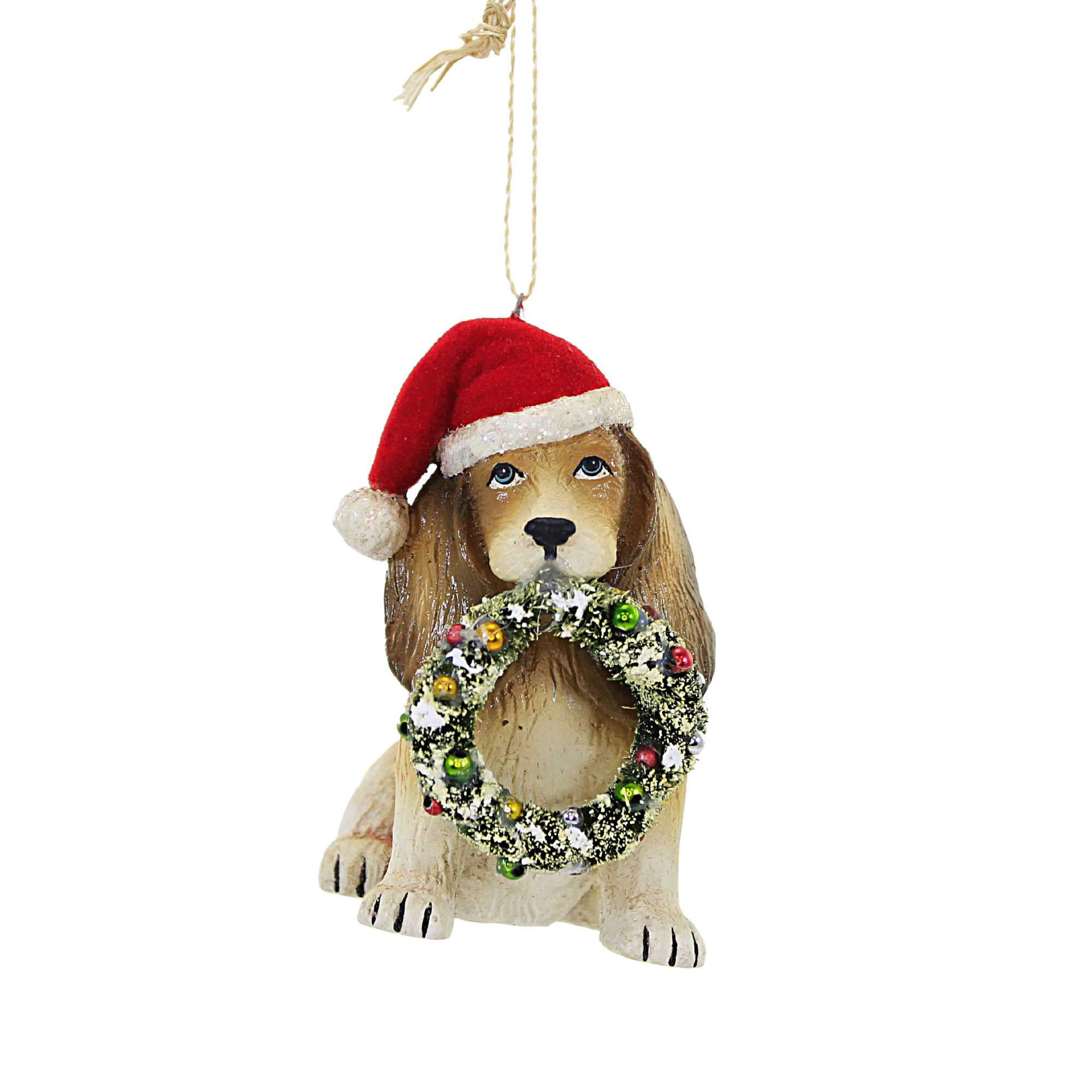 57783 Puppy With Wreath Ornament TJ0184