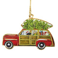 60785 Dog In Woodie Ornament 37018