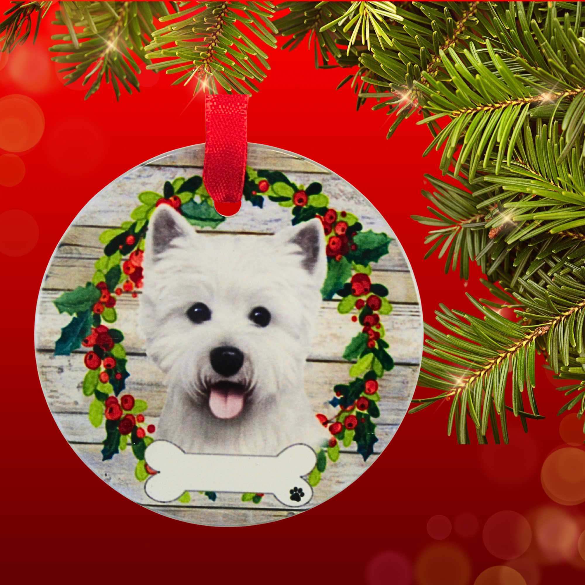 61561 Ceramic Westie Ornament 55045