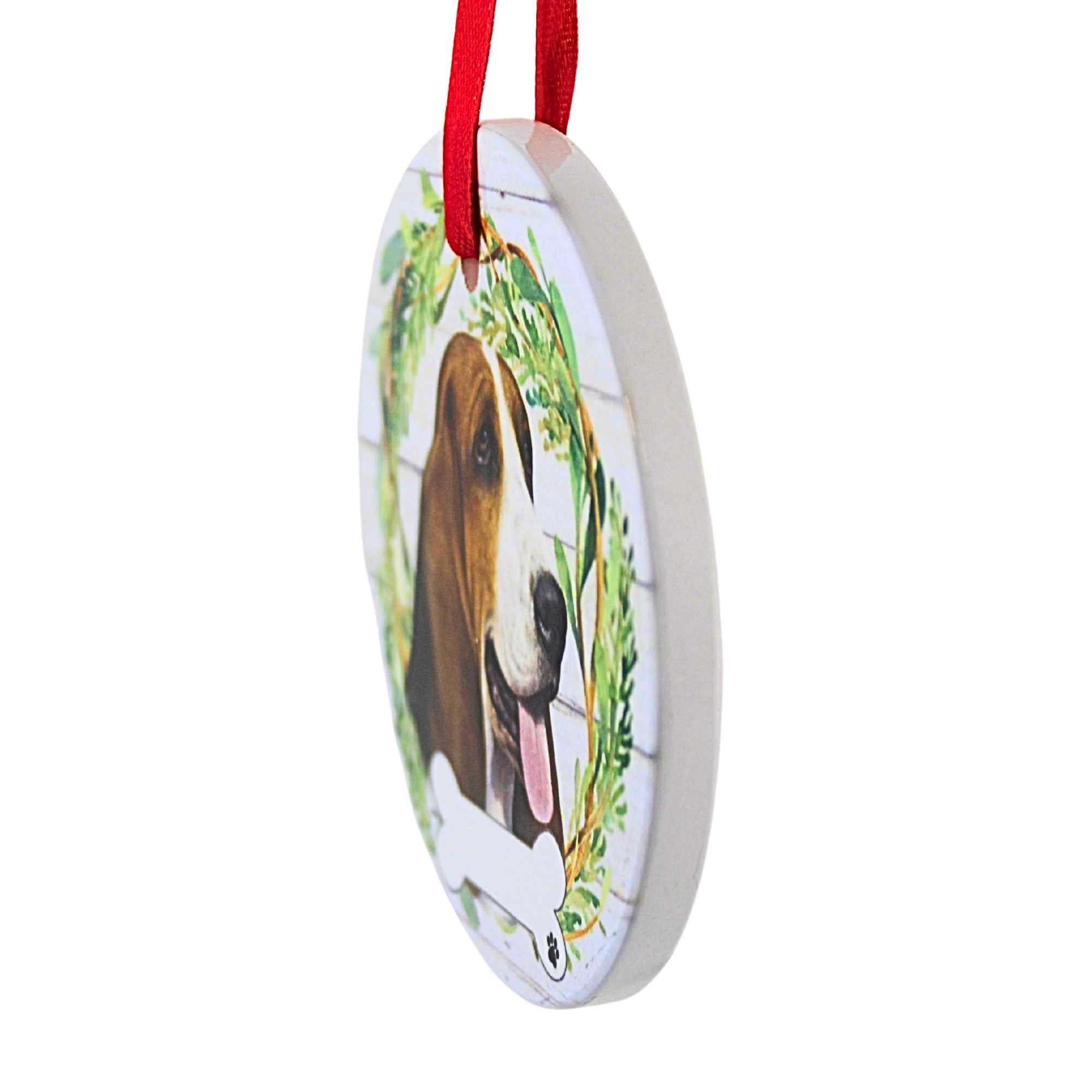 61563 Ceramic Basset Hound Ornament 5502
