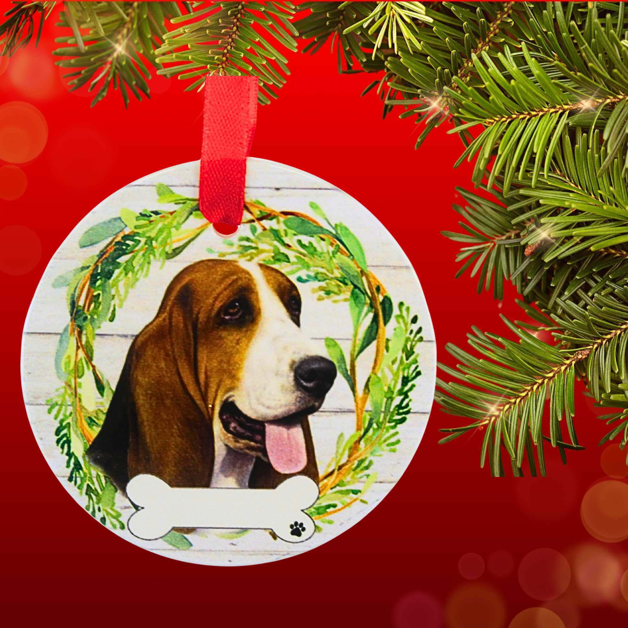 61563 Ceramic Basset Hound Ornament 5502