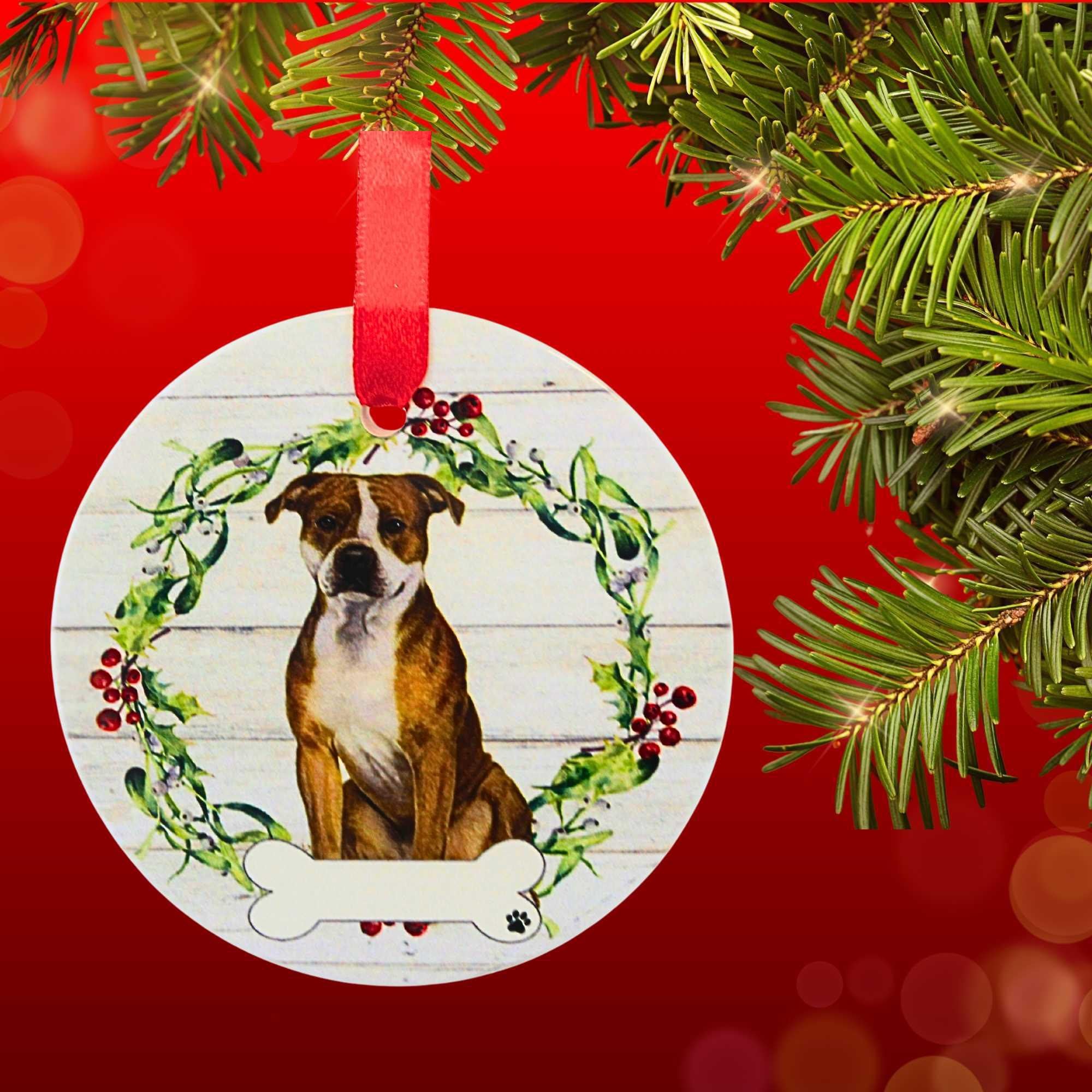 61570 Ceramic Pit Bull Ornament 55026FB