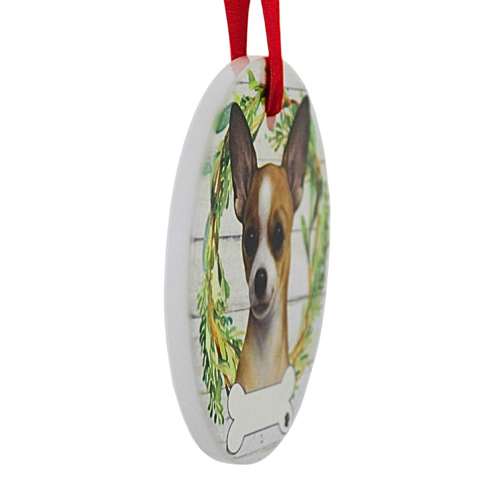 61571 Ceramic Chihuahua, Tan/White Ornament 55010
