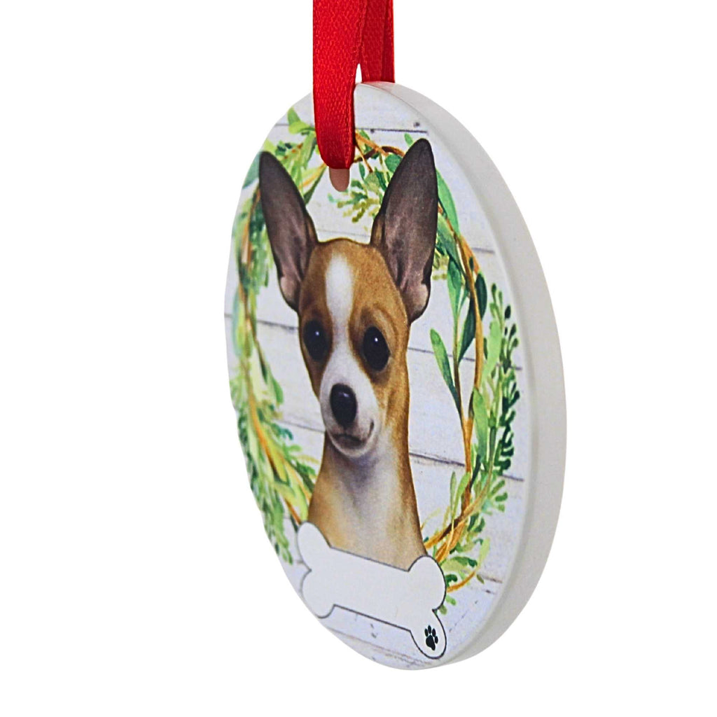 61571 Ceramic Chihuahua, Tan/White Ornament 55010