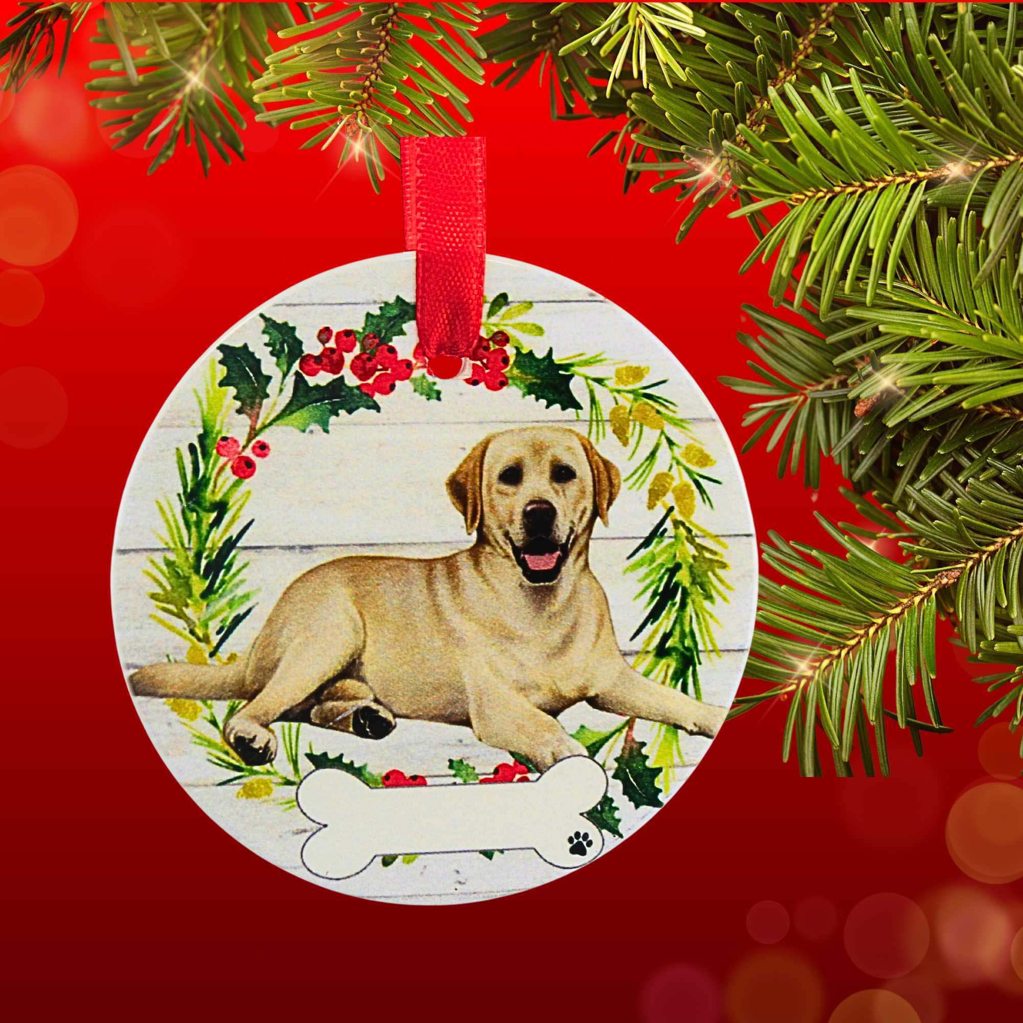 61572 Ceramic Yellow Labrador Ornament 55020FB