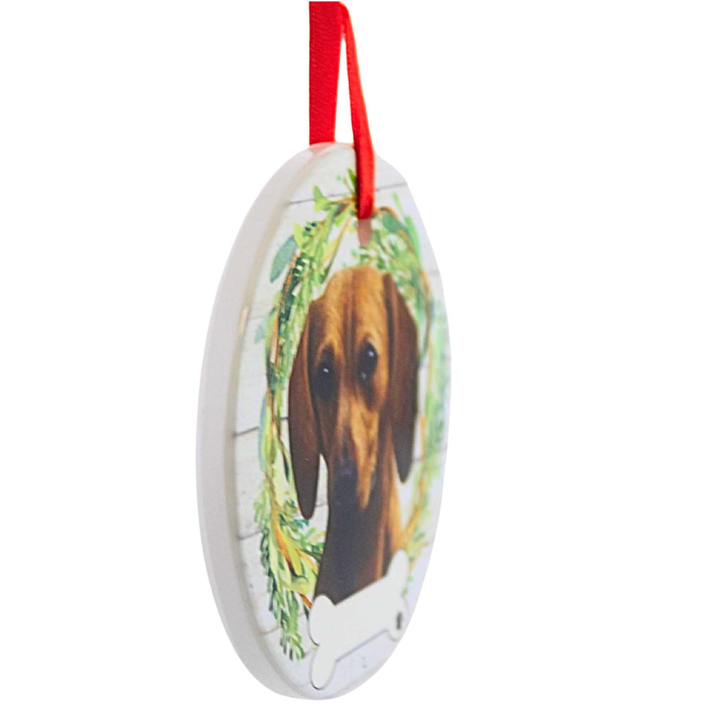 61574 Ceramic Red Dachshund Ornament 55013
