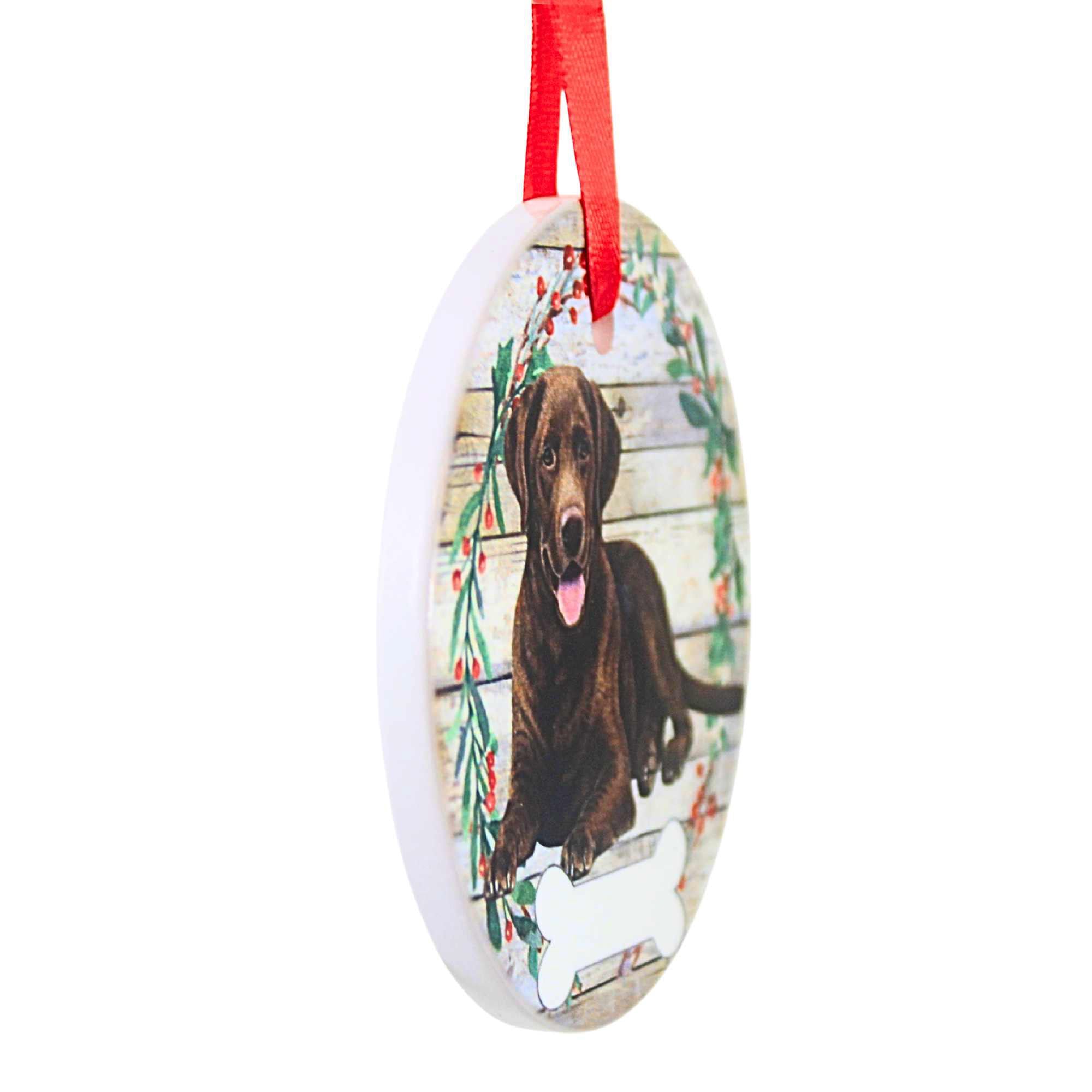 61577 Ceramic Chocolate Labrador Ornament 55022FB