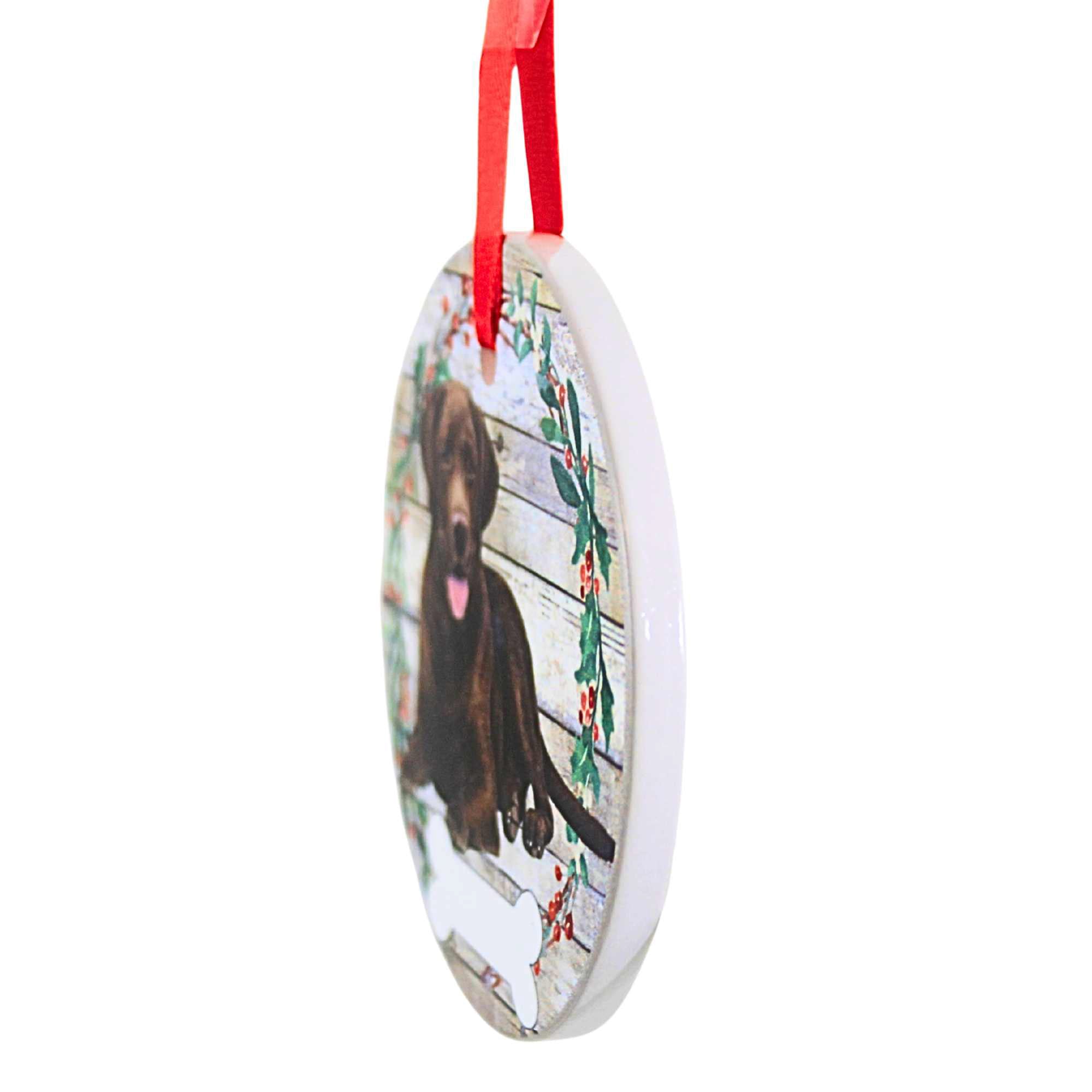 61577 Ceramic Chocolate Labrador Ornament 55022FB