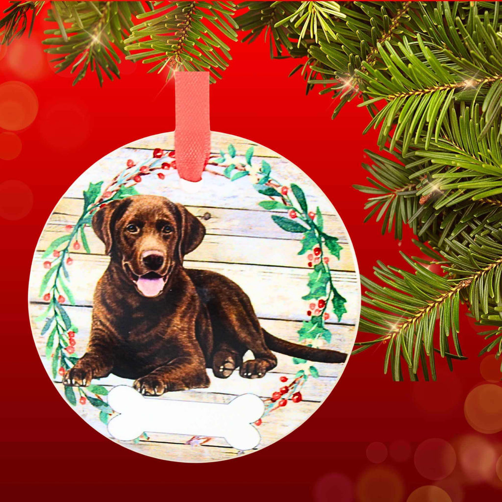 61577 Ceramic Chocolate Labrador Ornament 55022FB