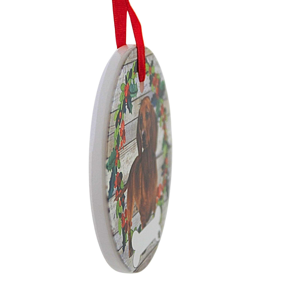61578 Ceramic Red Dachshund Ornament 55013FB