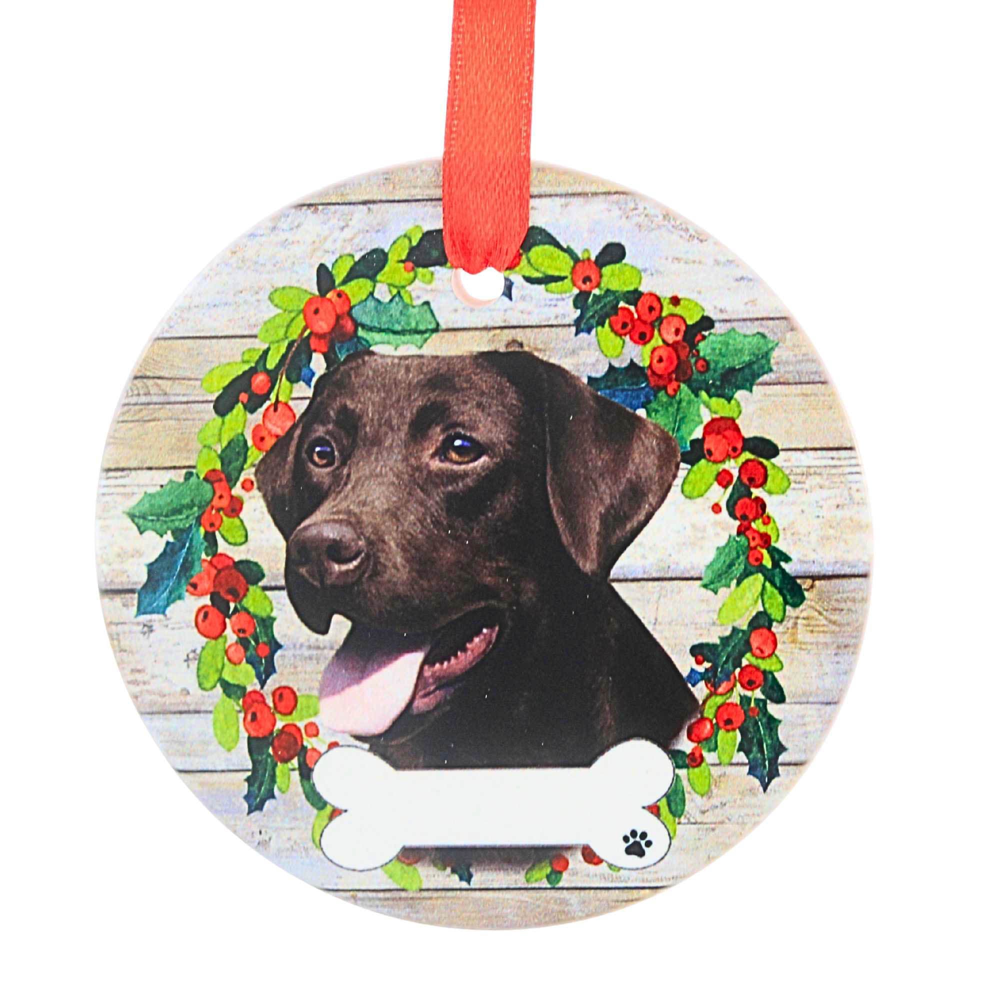 61579 Ceramic Chocolate Labrador Ornament 55022