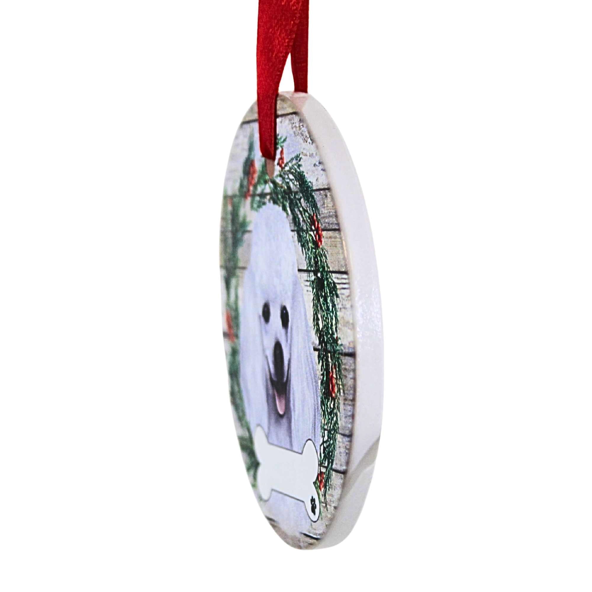 61580 Ceramic Poodle Ornament 55028