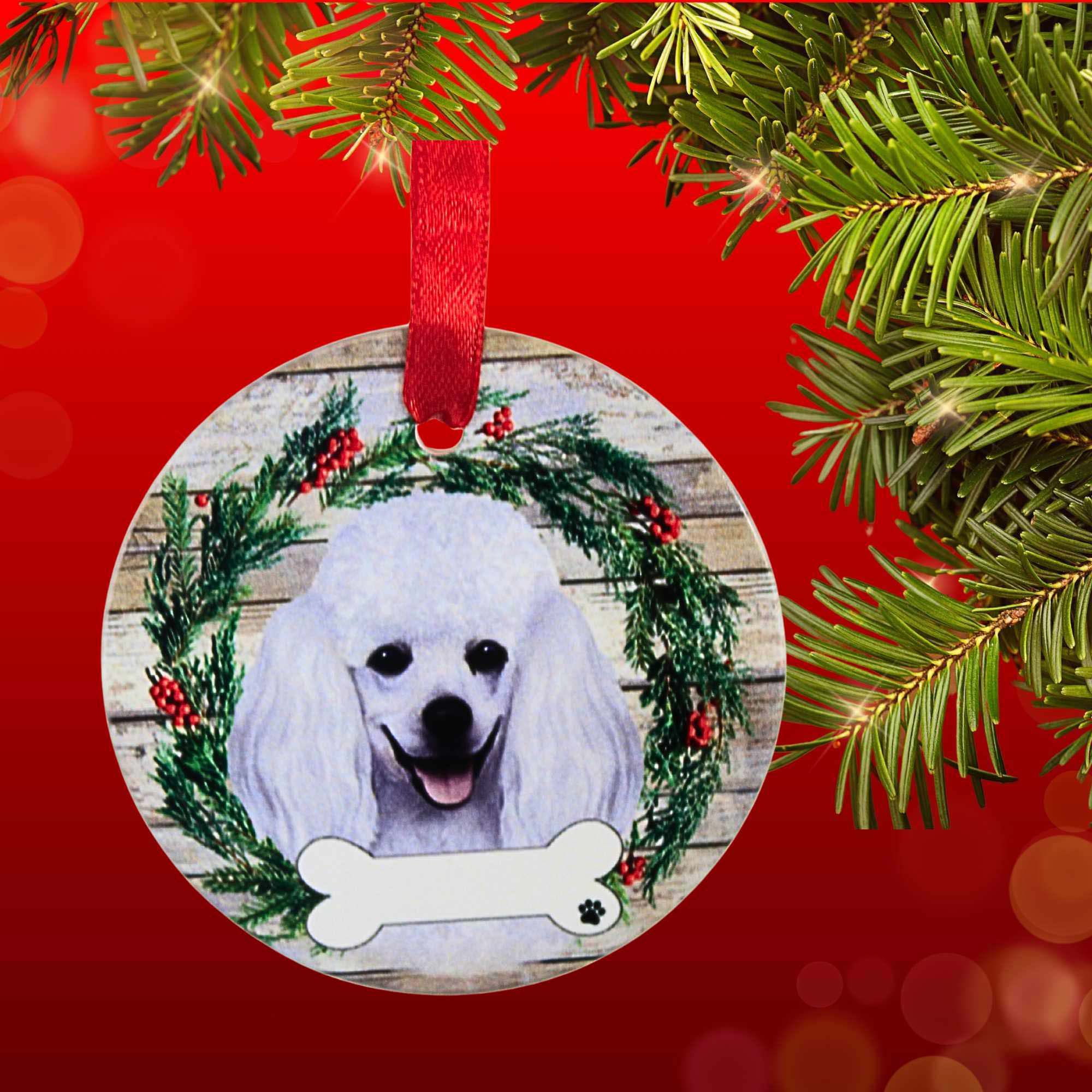 61580 Ceramic Poodle Ornament 55028