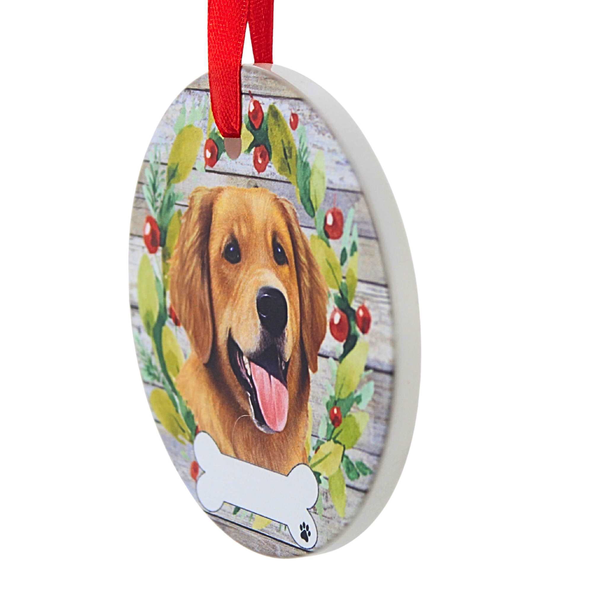 61584 Ceramic Golden Retriever Ornament 55015