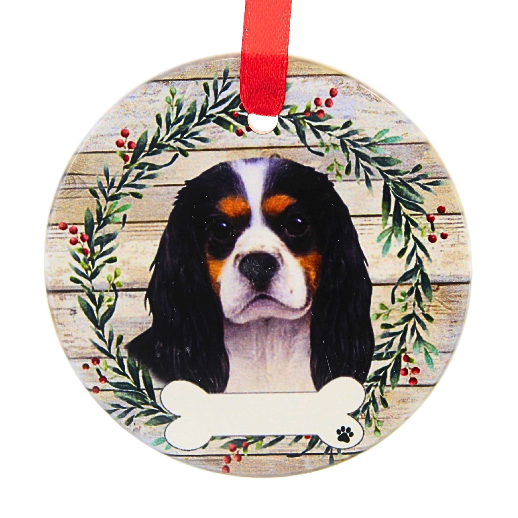 61588 Ceramic Tri-Color King Charles Cavalier Ornament 55019