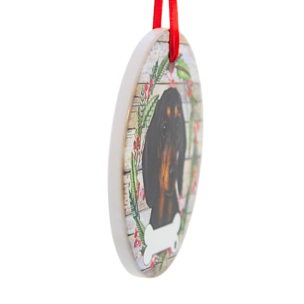 61589 Ceramic Black Dachshund Ornament 55014