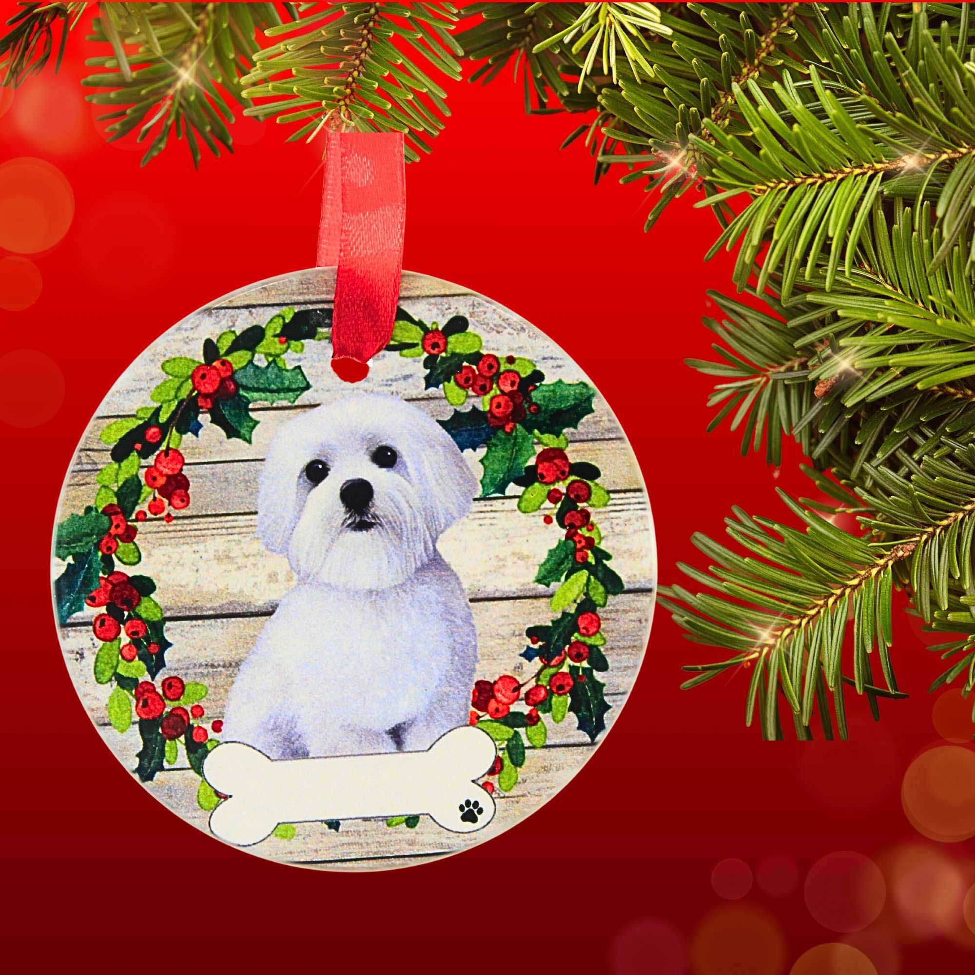 61591 Ceramic Maltese Ornament 55024