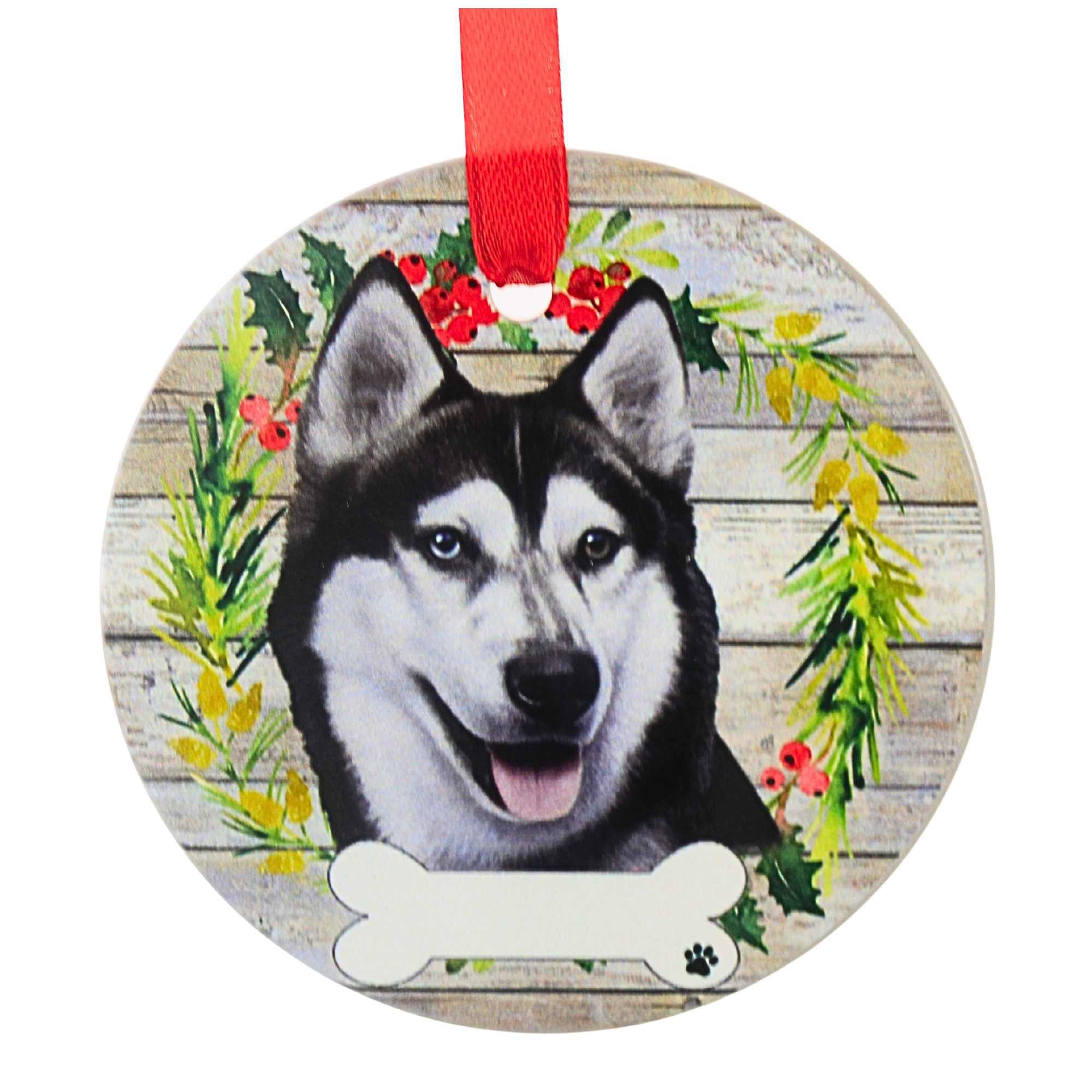 61594 Ceramic Siberian Husky Ornament 55040