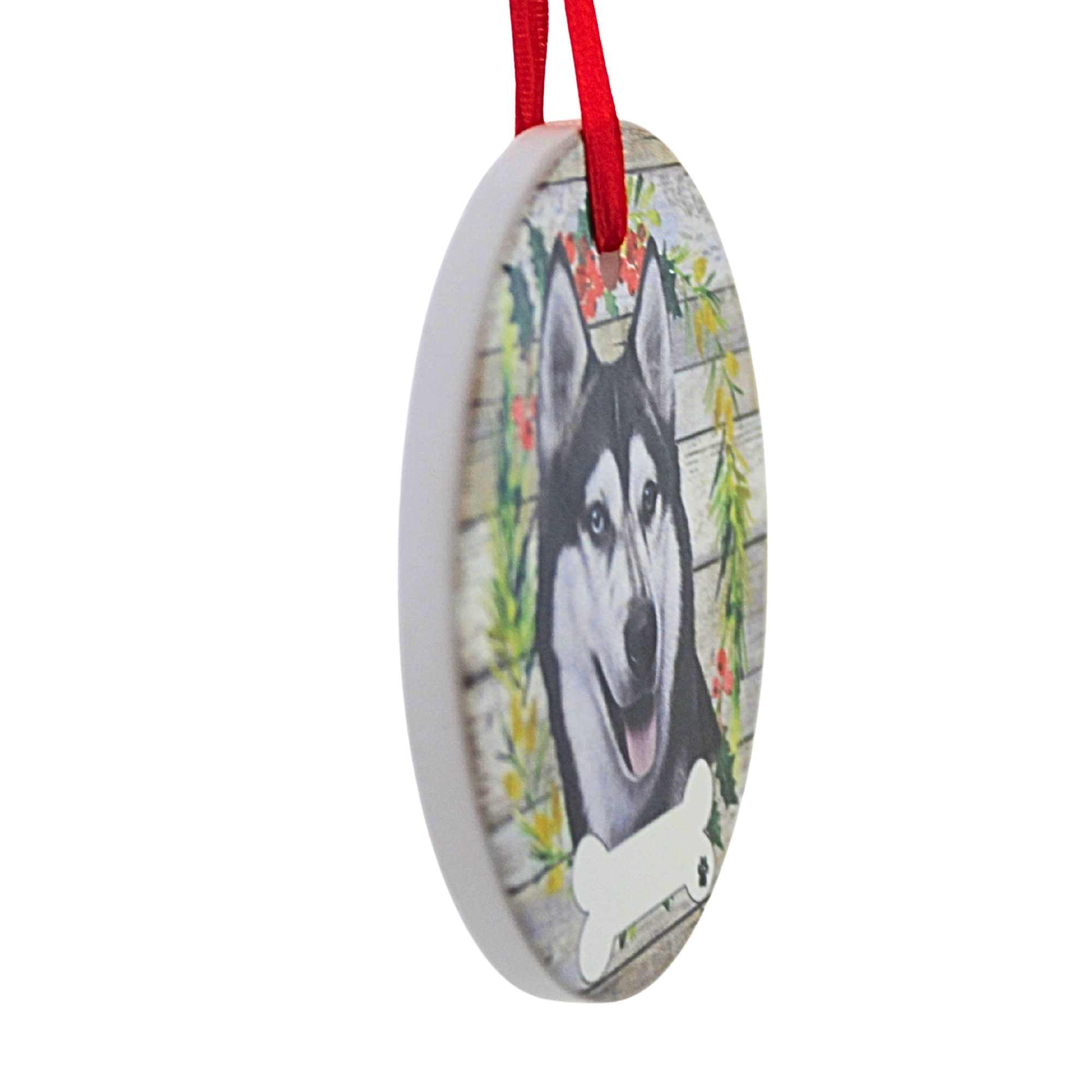 61594 Ceramic Siberian Husky Ornament 55040