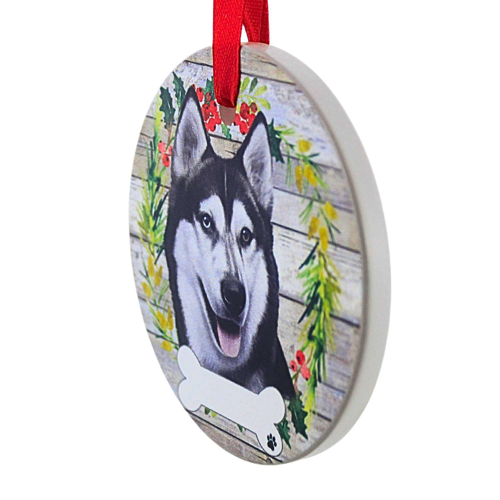 61594 Ceramic Siberian Husky Ornament 55040