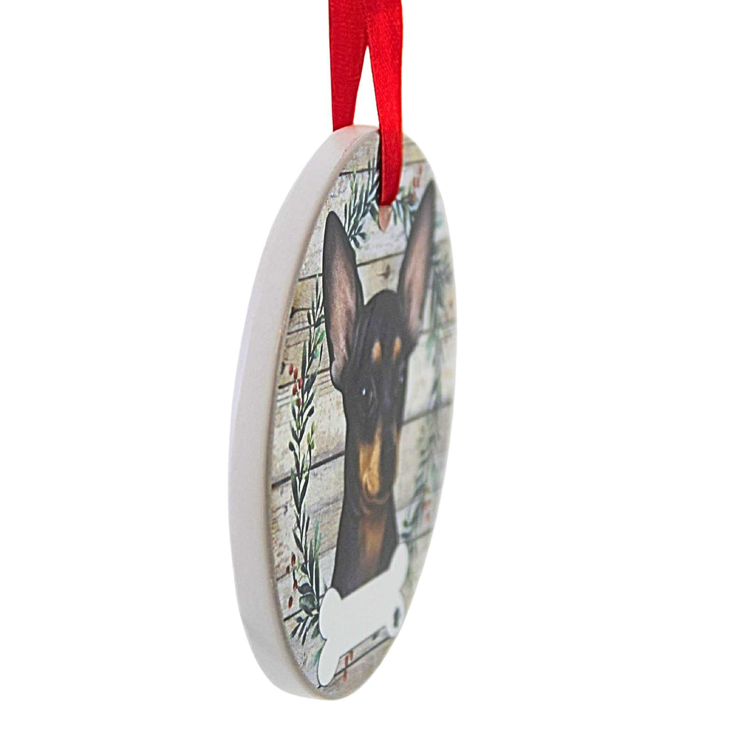 61598 Ceramic Black And White Chihuahua Ornament 55011