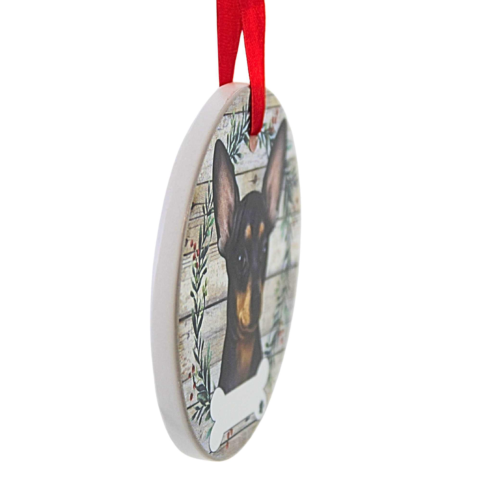 61598 Ceramic Black And White Chihuahua Ornament 55011