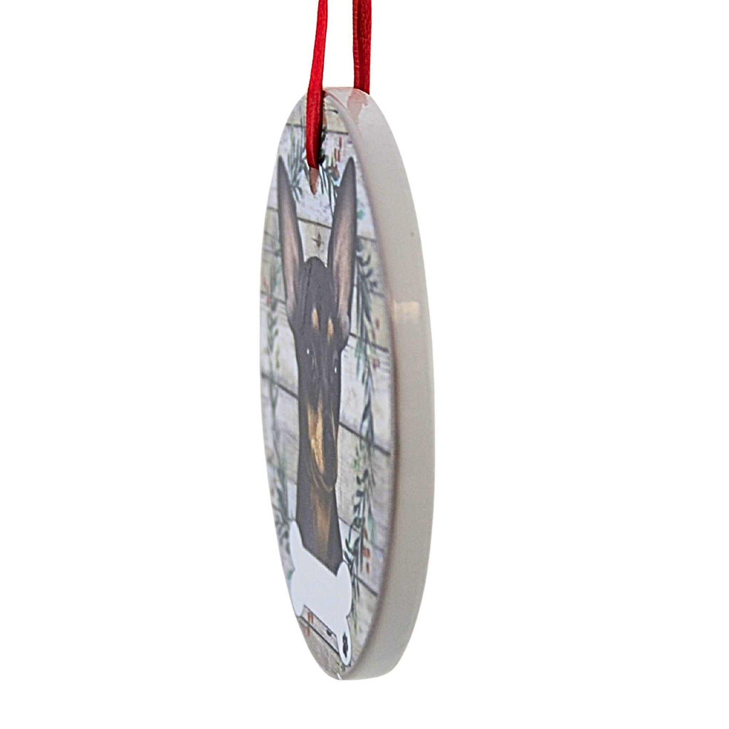 61598 Ceramic Black And White Chihuahua Ornament 55011