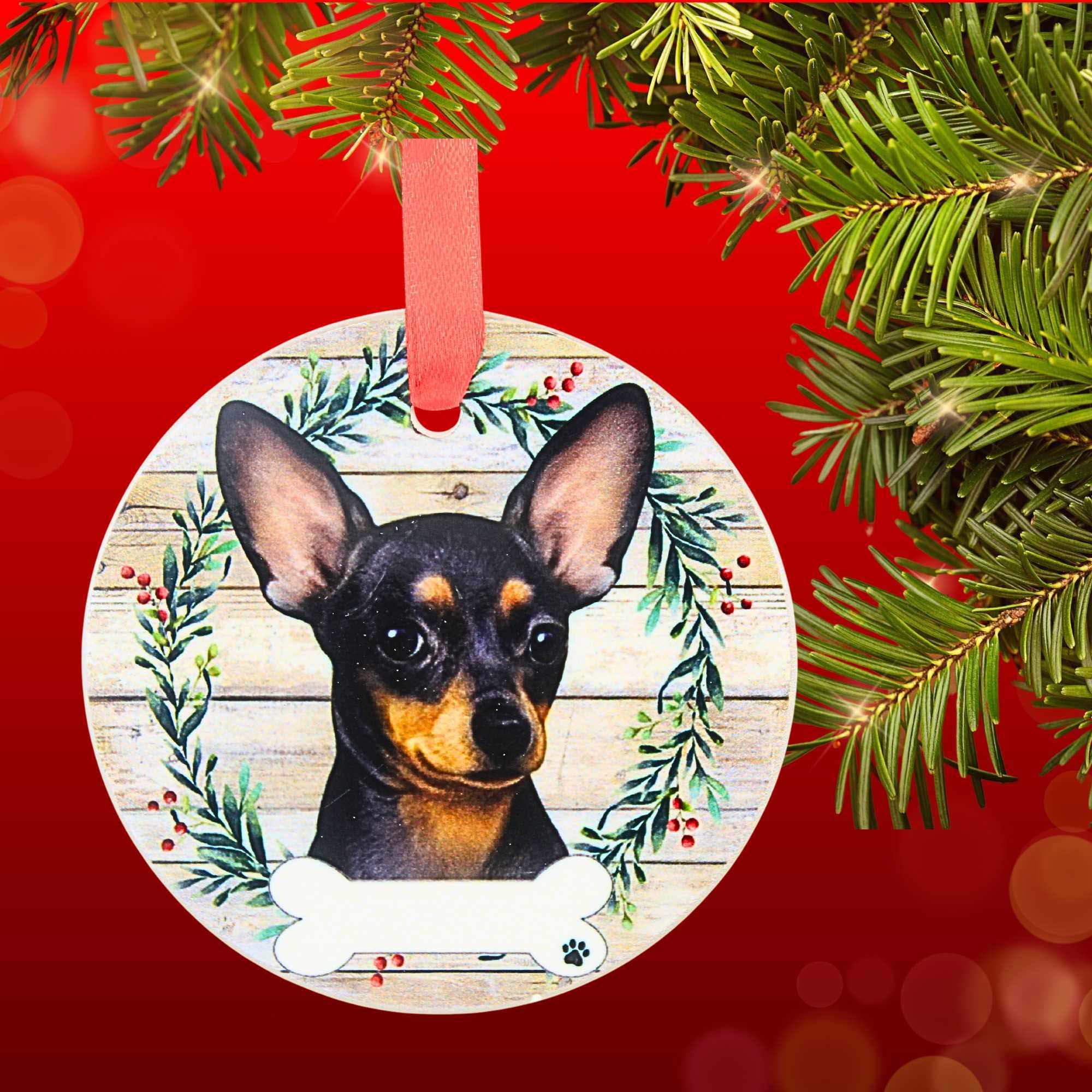 61598 Ceramic Black And White Chihuahua Ornament 55011