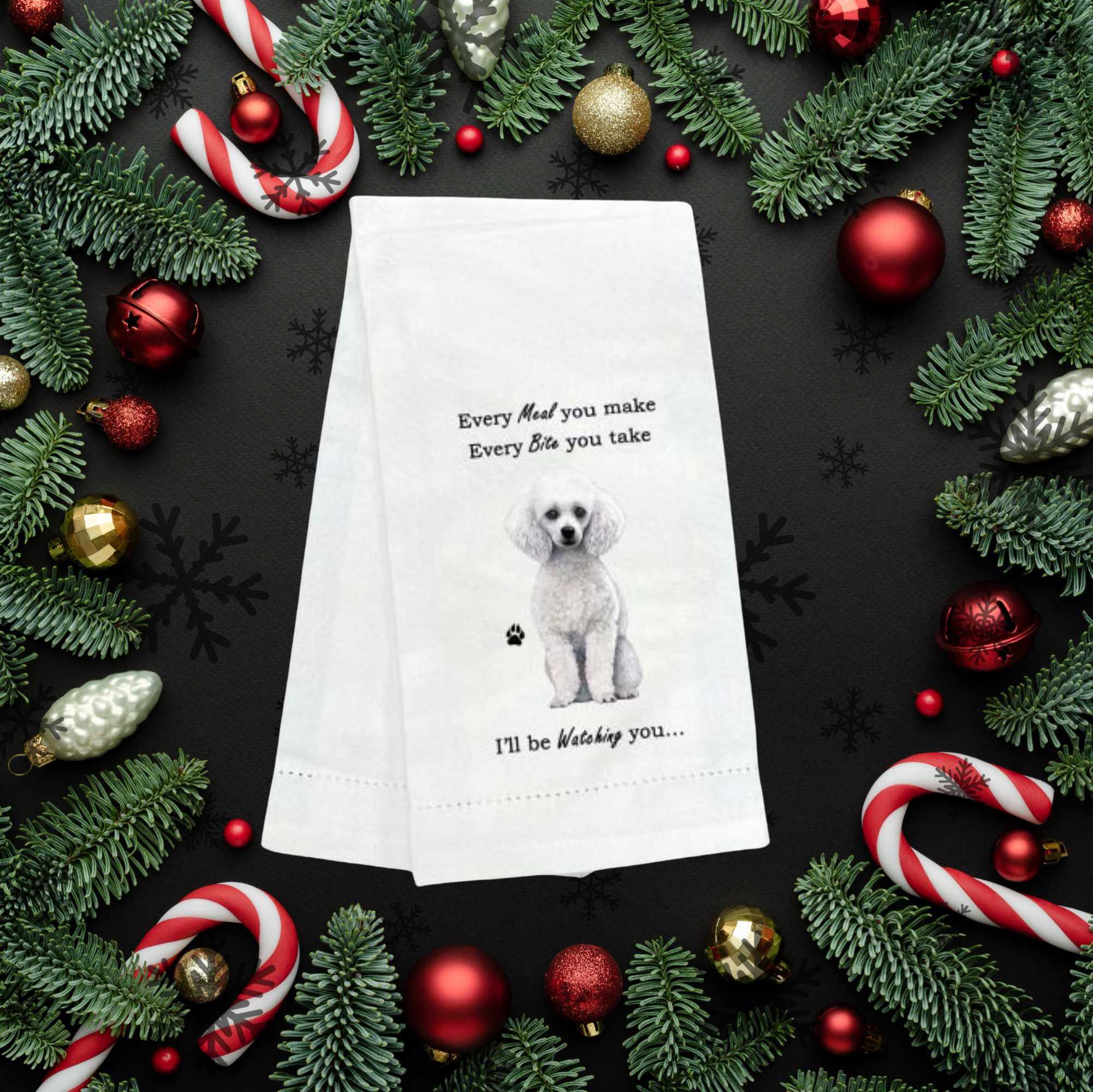 61753 White Poodle Kitchen Towel 71128