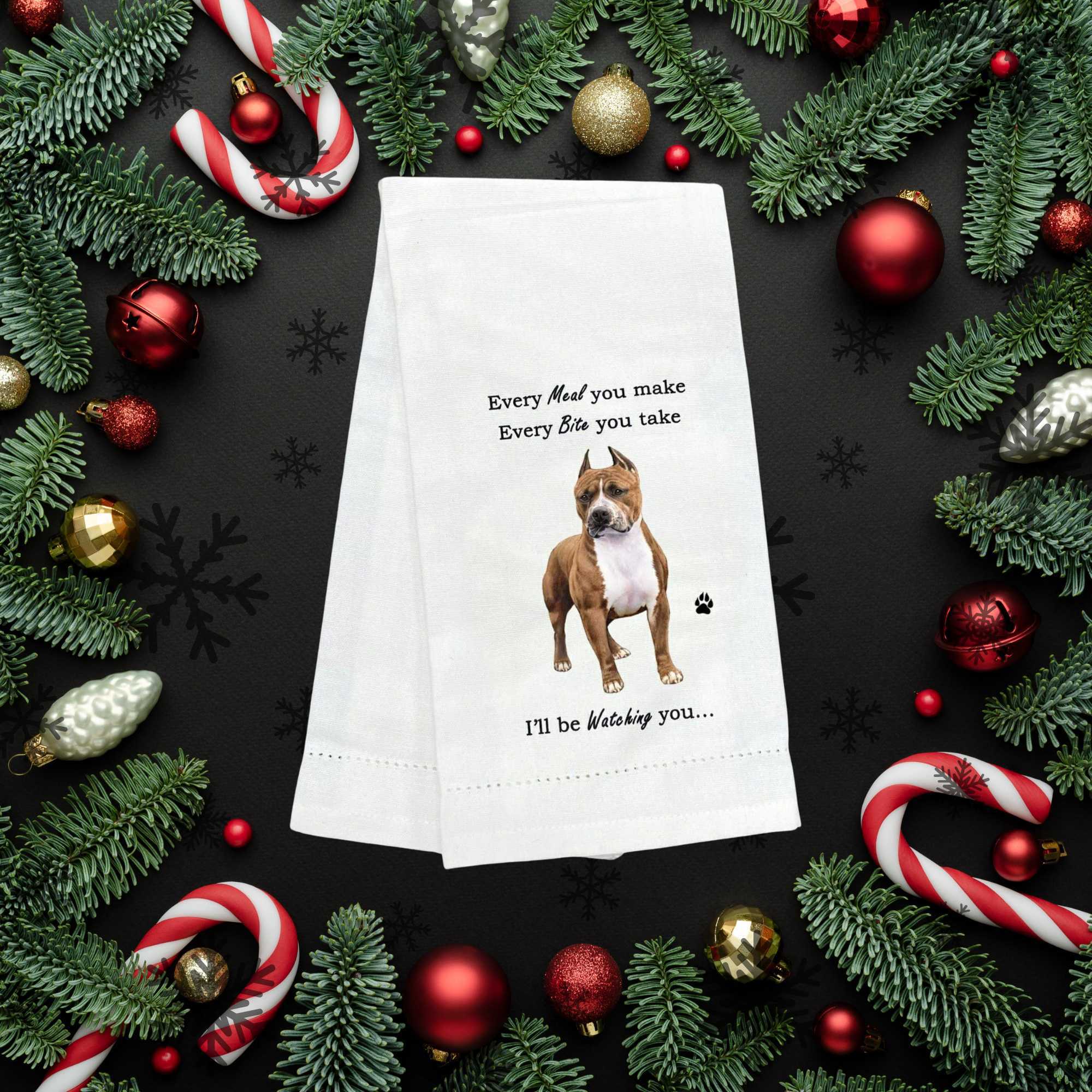 61758 Pit Bull Brindle/Wht Kitchen Towel 71126