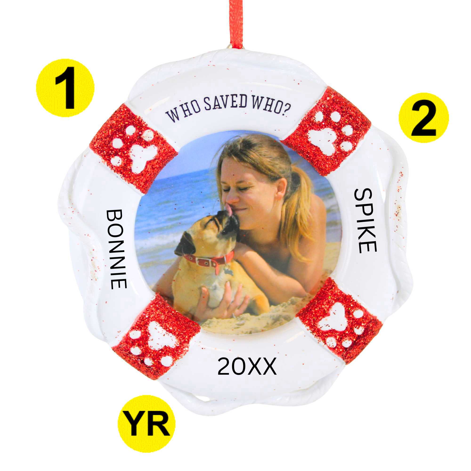 65393 Who Saved Who Picture Frame Ornament PF1713