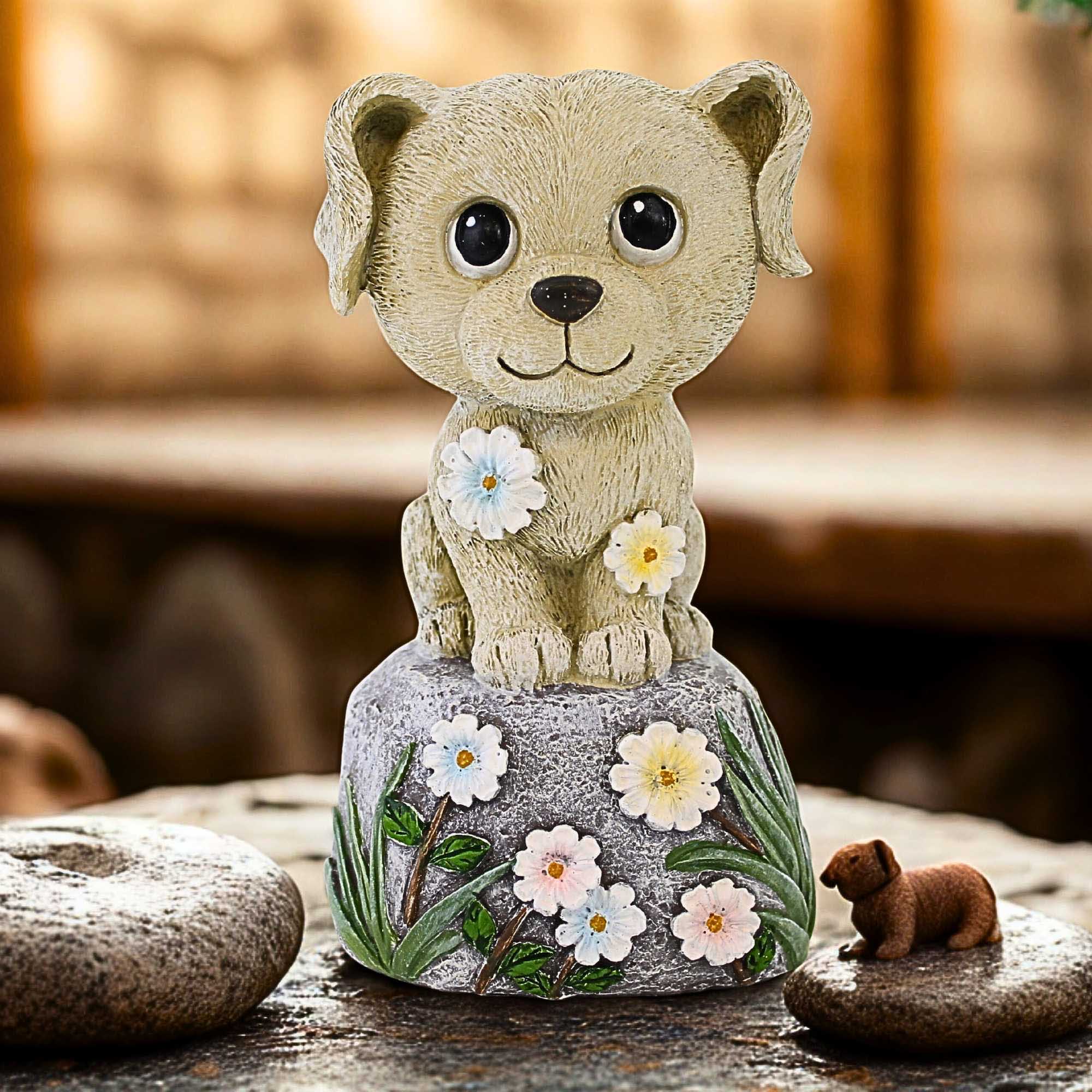65907 Dog On Stone Figurine 15488