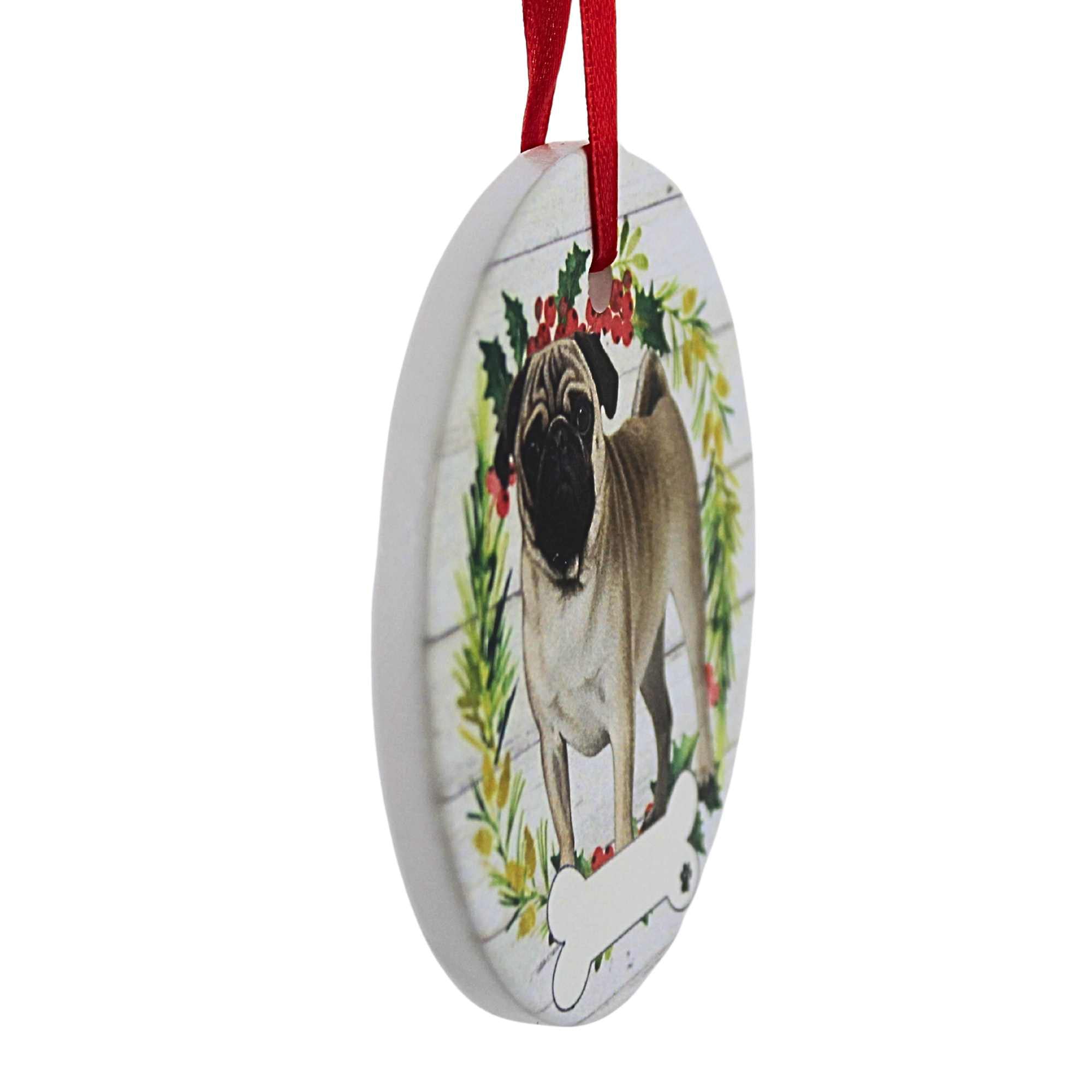 66502 Ceramic Pug Ornament 55031FB