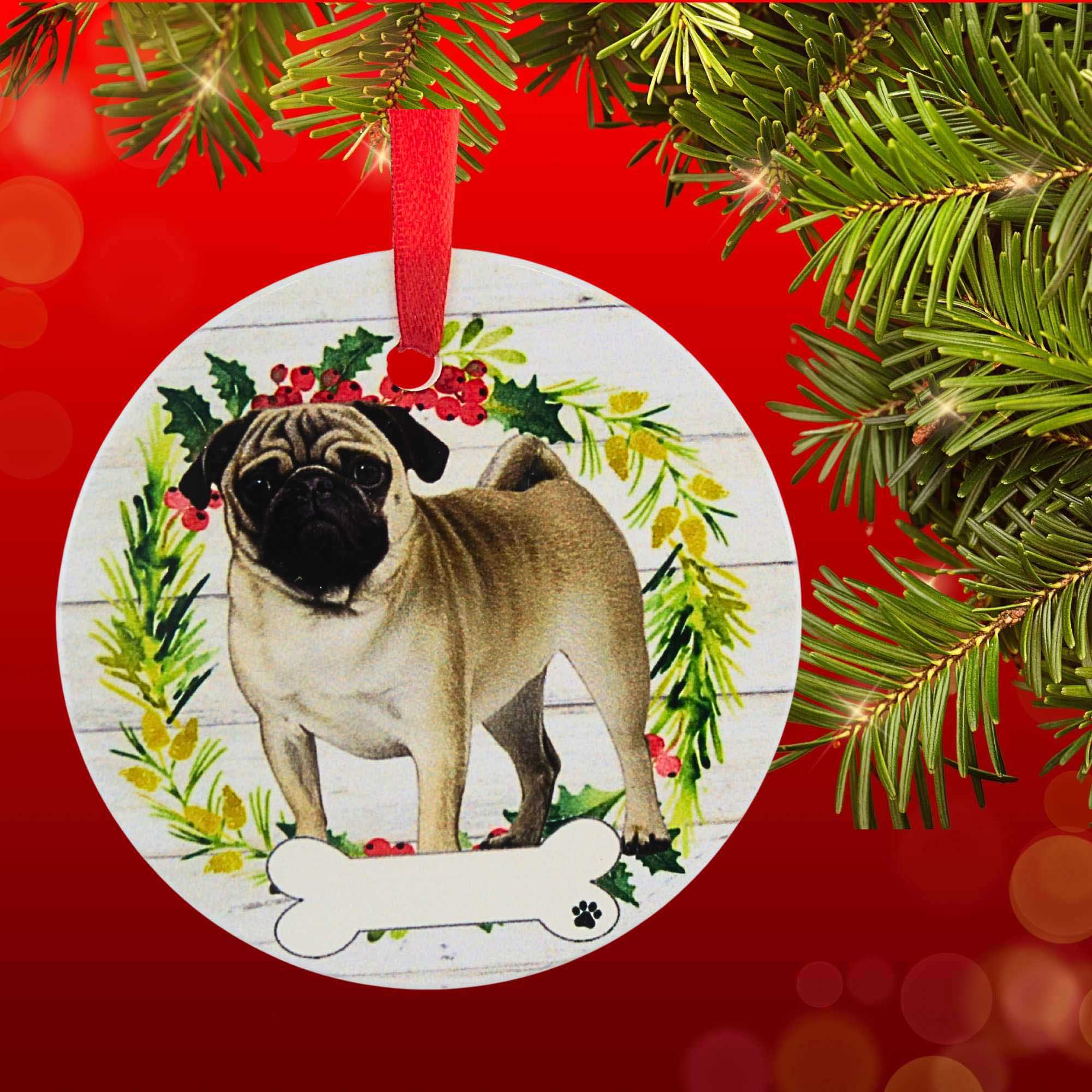 66502 Ceramic Pug Ornament 55031FB