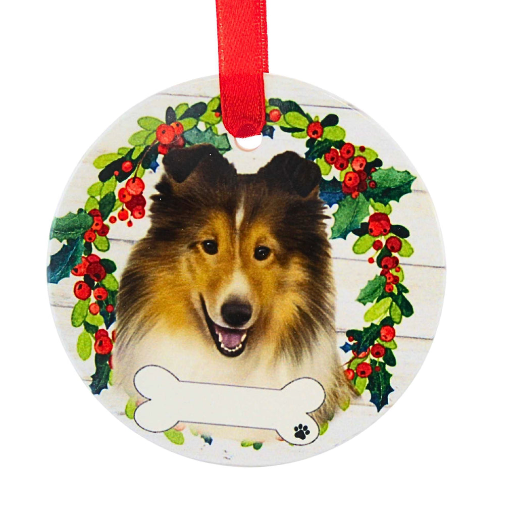 66504 Ceramic Sheltie Ornament 55037