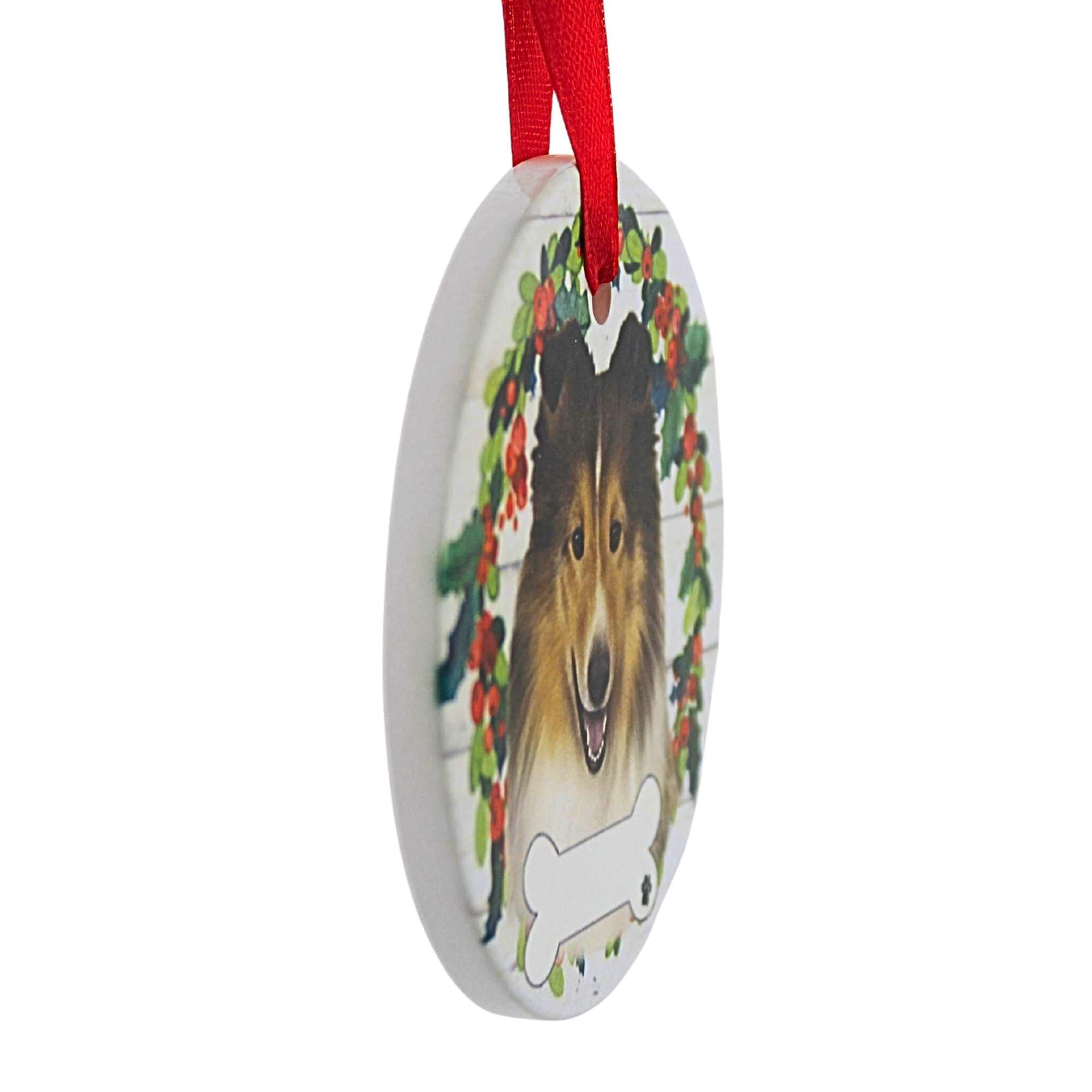 66504 Ceramic Sheltie Ornament 55037