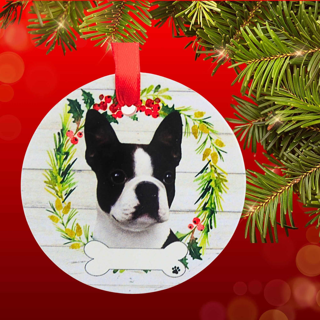 66505 Ceramic Boston Terrier Ornament 55076