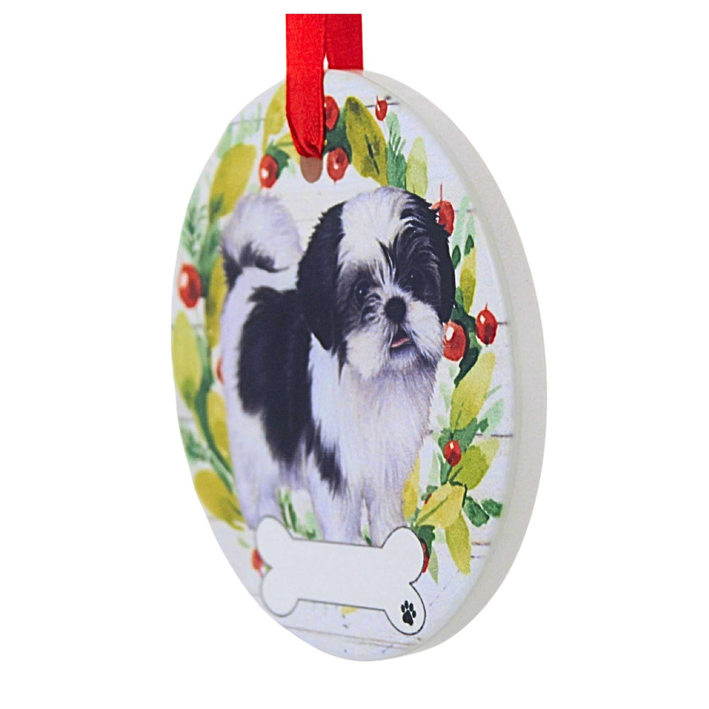 66509 Ceramic Black And White Shih Tzu Ornament 55038FB