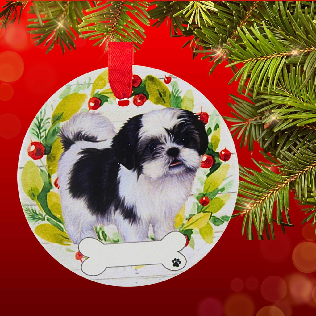 66509 Ceramic Black And White Shih Tzu Ornament 55038FB