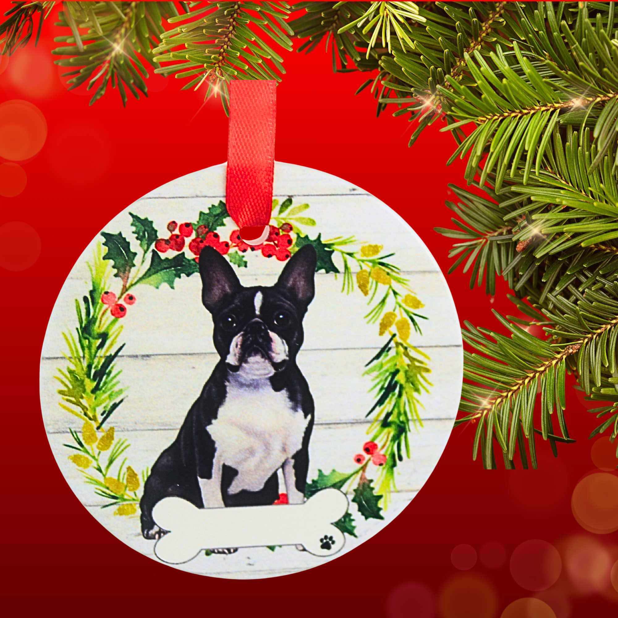 66511 Ceramic Boston Terrier Ornament 55076FB