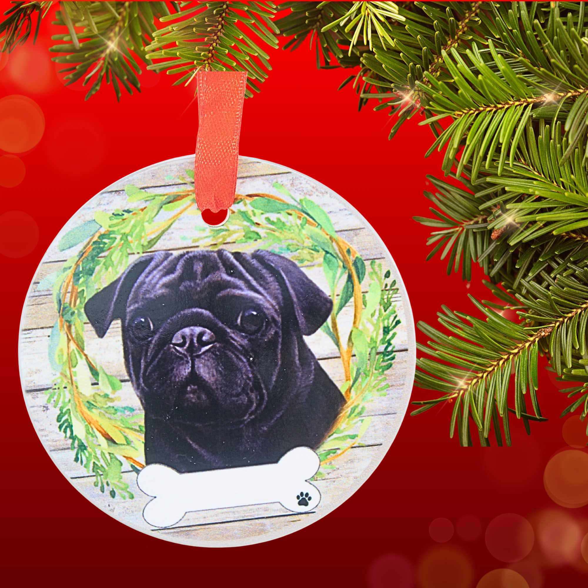 66512 Ceramic Pug Ornament 55032