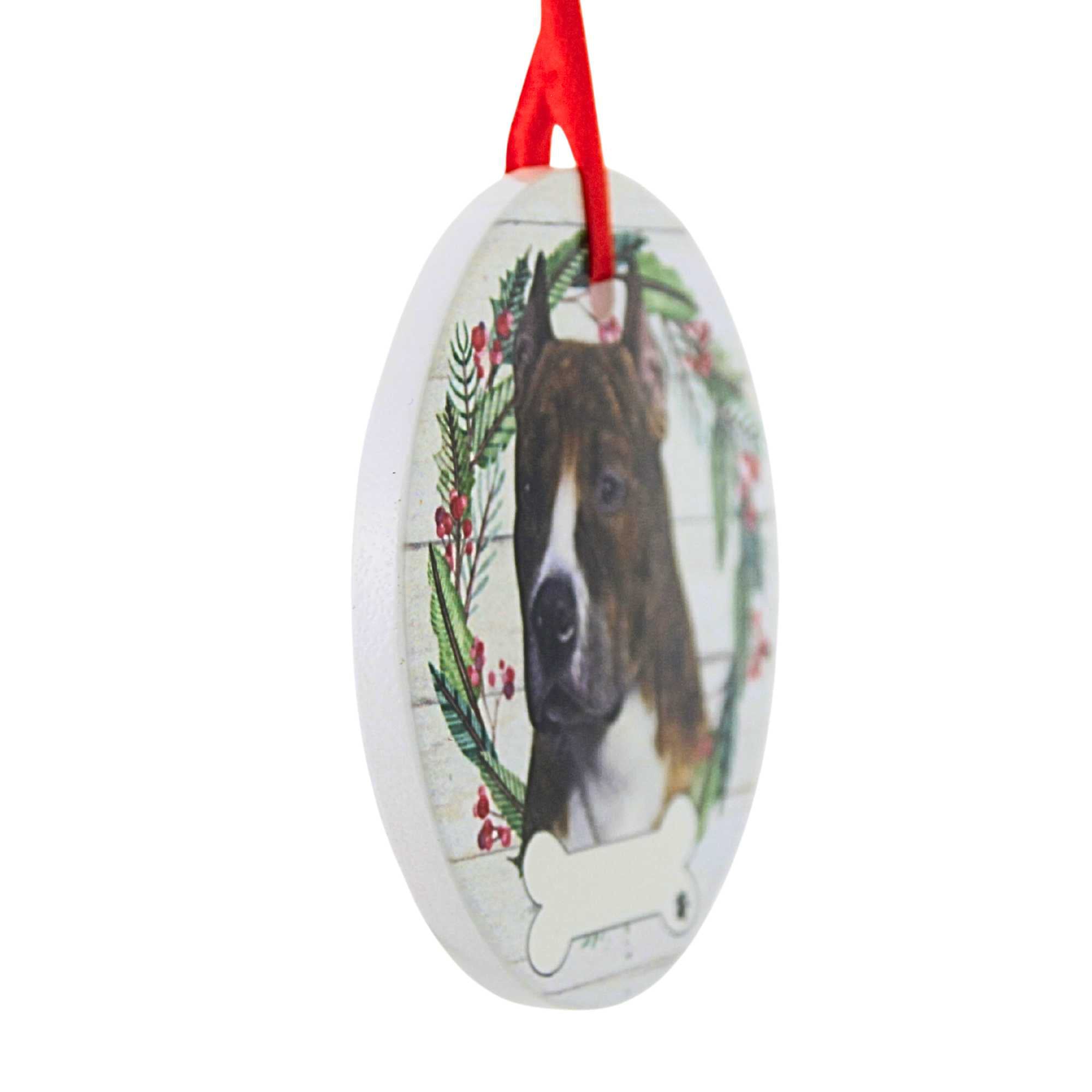 66514 Ceramic Pit Bull, Brindle Ornament 55073