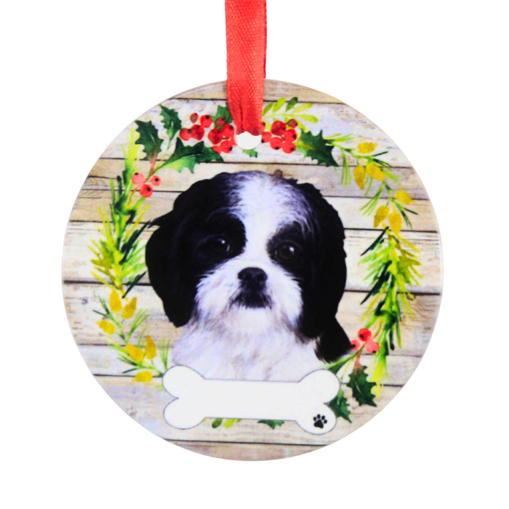 66517 Ceramic Black And White Shih Tzu Ornament 55087B