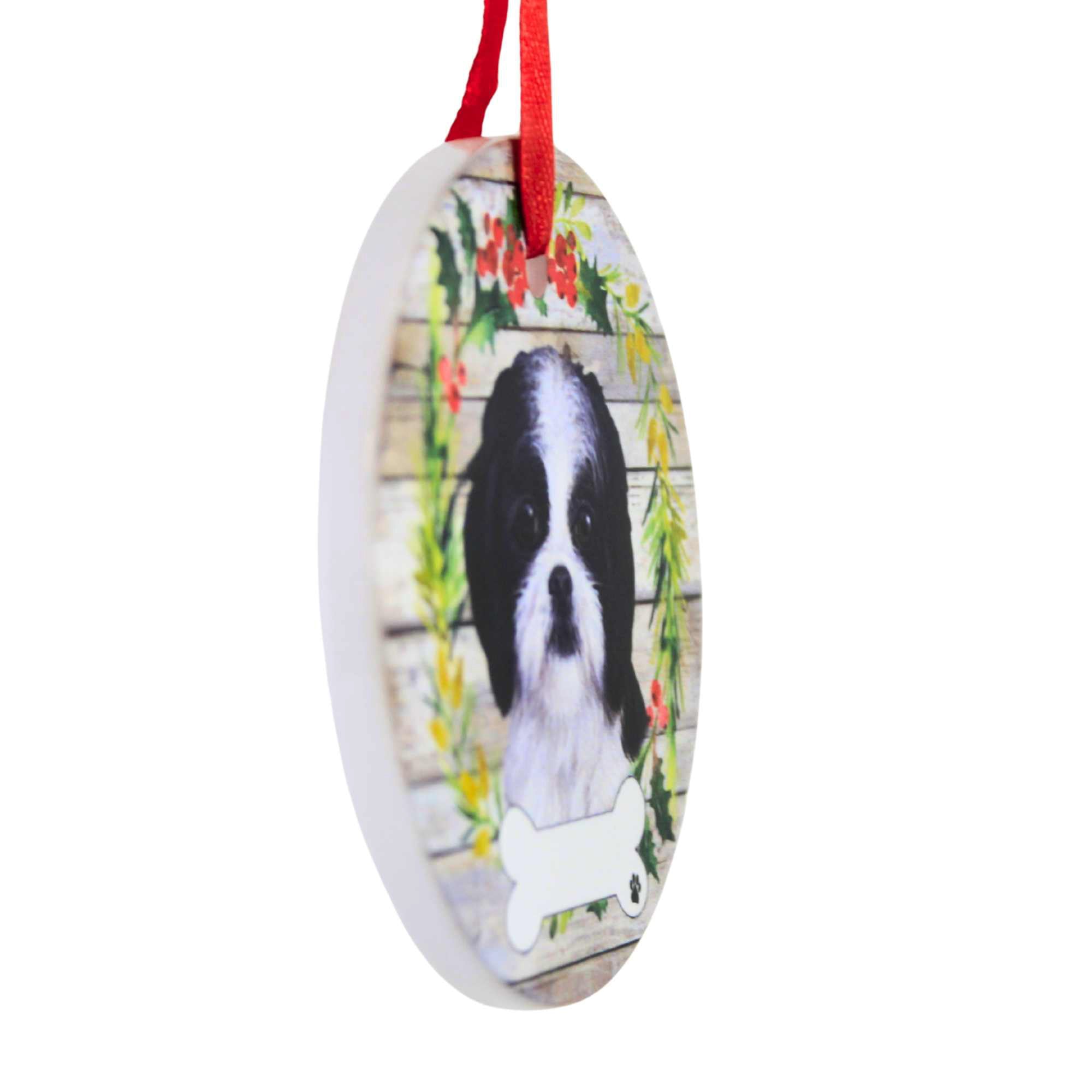 66517 Ceramic Black And White Shih Tzu Ornament 55087B