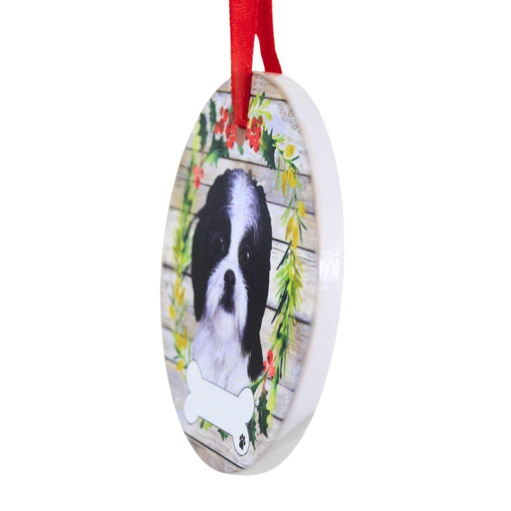 66517 Ceramic Black And White Shih Tzu Ornament 55087B