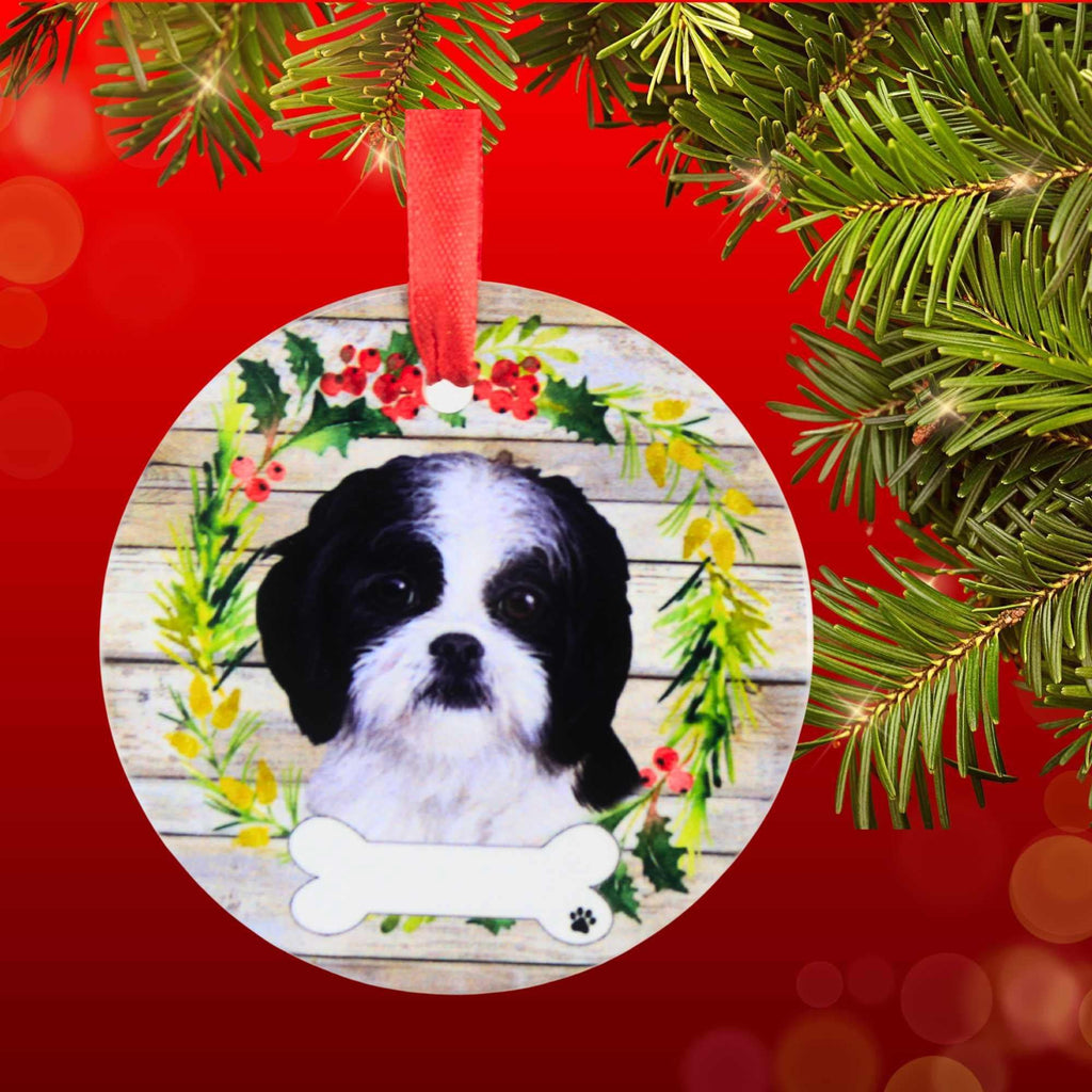 66517 Ceramic Black And White Shih Tzu Ornament 55087B