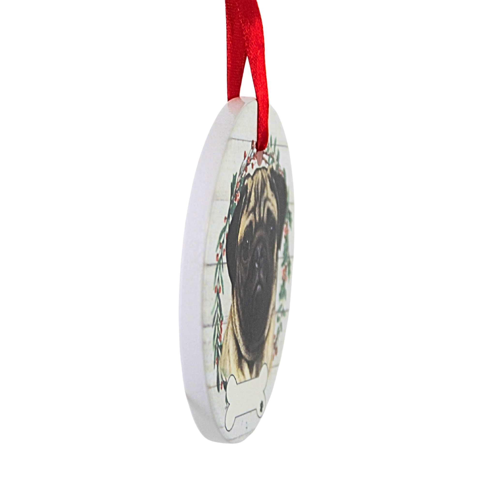 66518 Ceramic Pug Ornament 55031