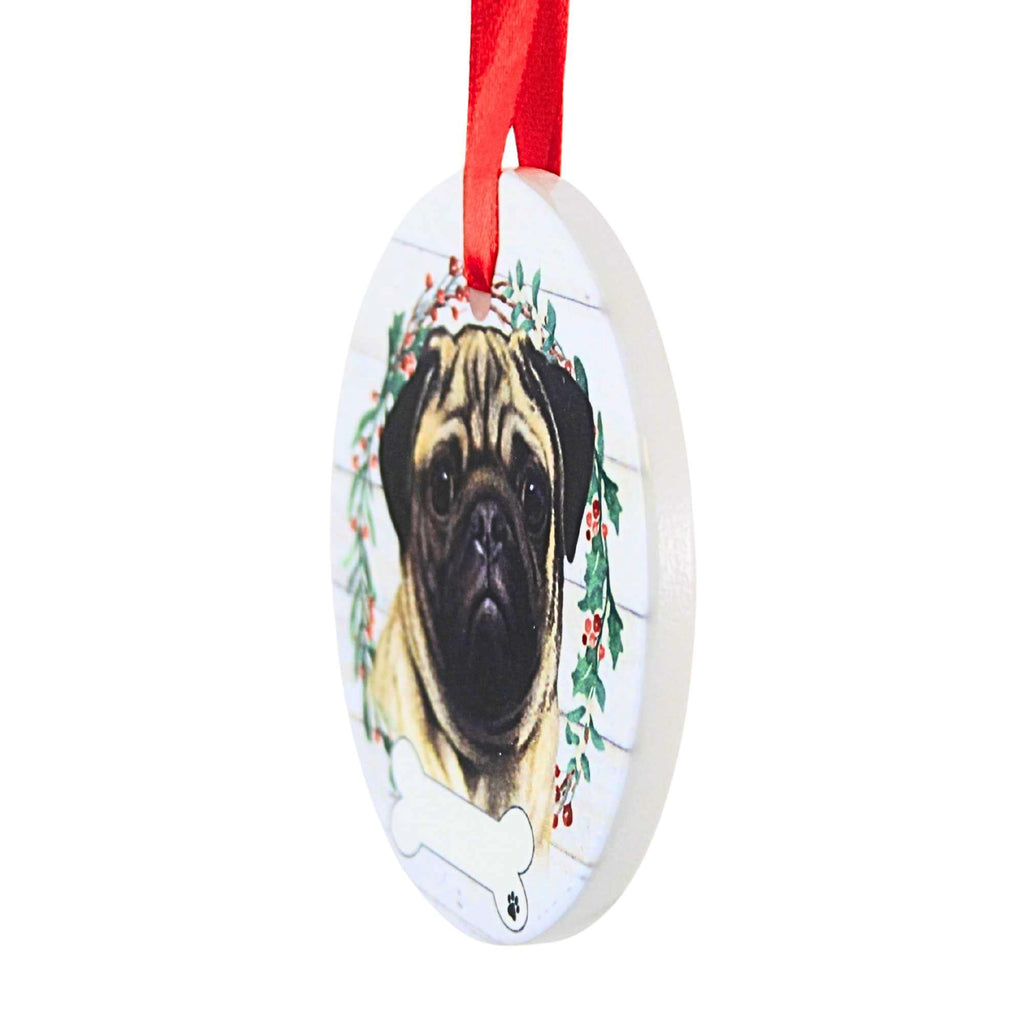 66518 Ceramic Pug Ornament 55031